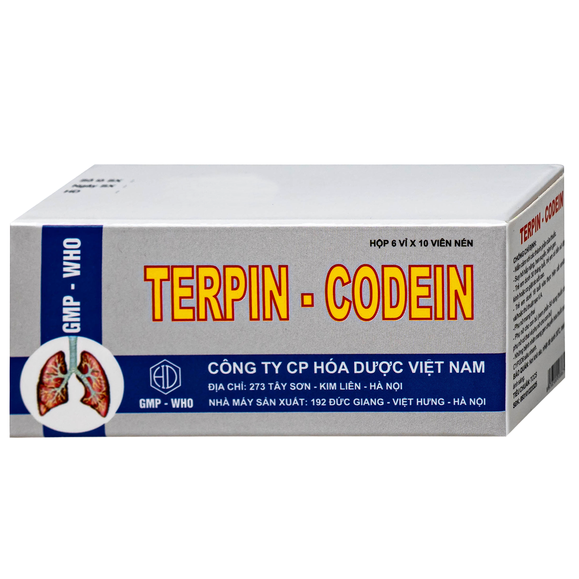Hình ảnh Thuốc Terpin-codein Hóa Dược điều trị giảm ho, long đờm hiệu quả (6 vỉ x 10 viên)