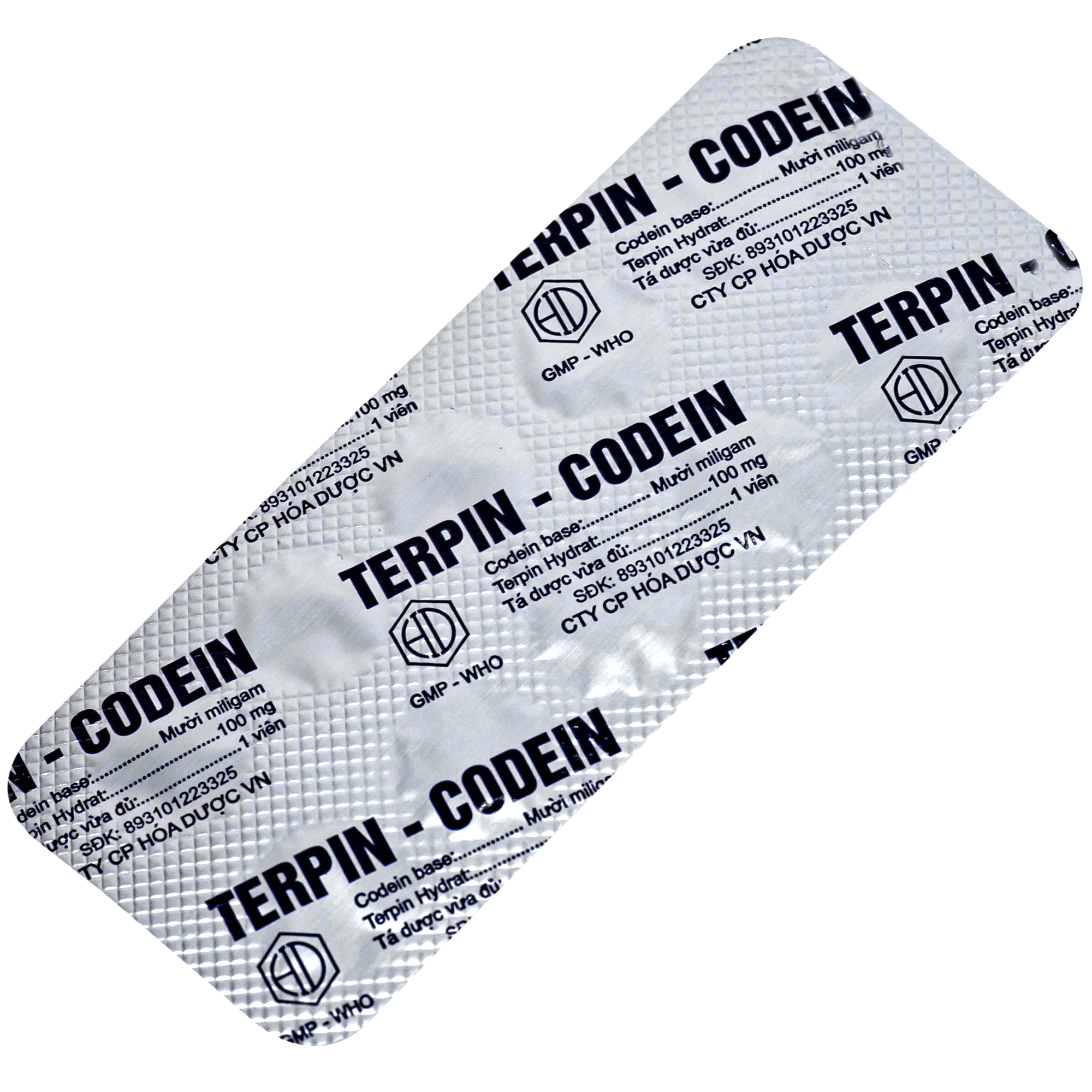 Hình ảnh Thuốc Terpin-codein Hóa Dược điều trị giảm ho, long đờm hiệu quả (6 vỉ x 10 viên)