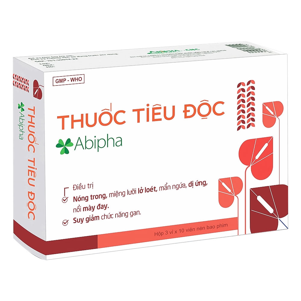Hình ảnh Thuốc tiêu độc Abipha điều trị nóng trong, miệng lưỡi lở loét, dị ứng, suy giảm chức năng gan (3 vỉ x 10 viên)