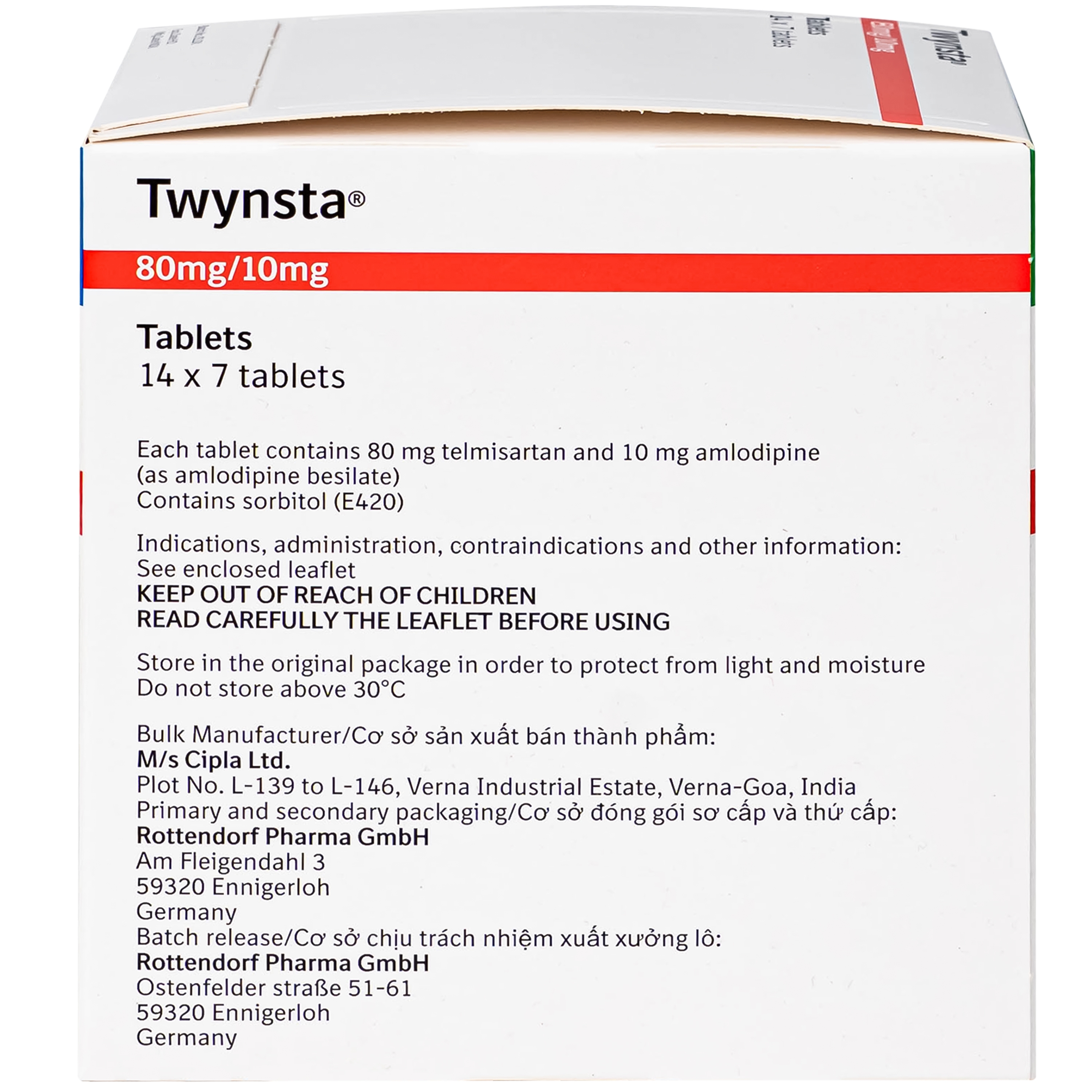 Hình ảnh Thuốc Twynsta 80mg/10mg Boehringer điều trị tăng huyết áp vô căn (14 vỉ x 7 viên)