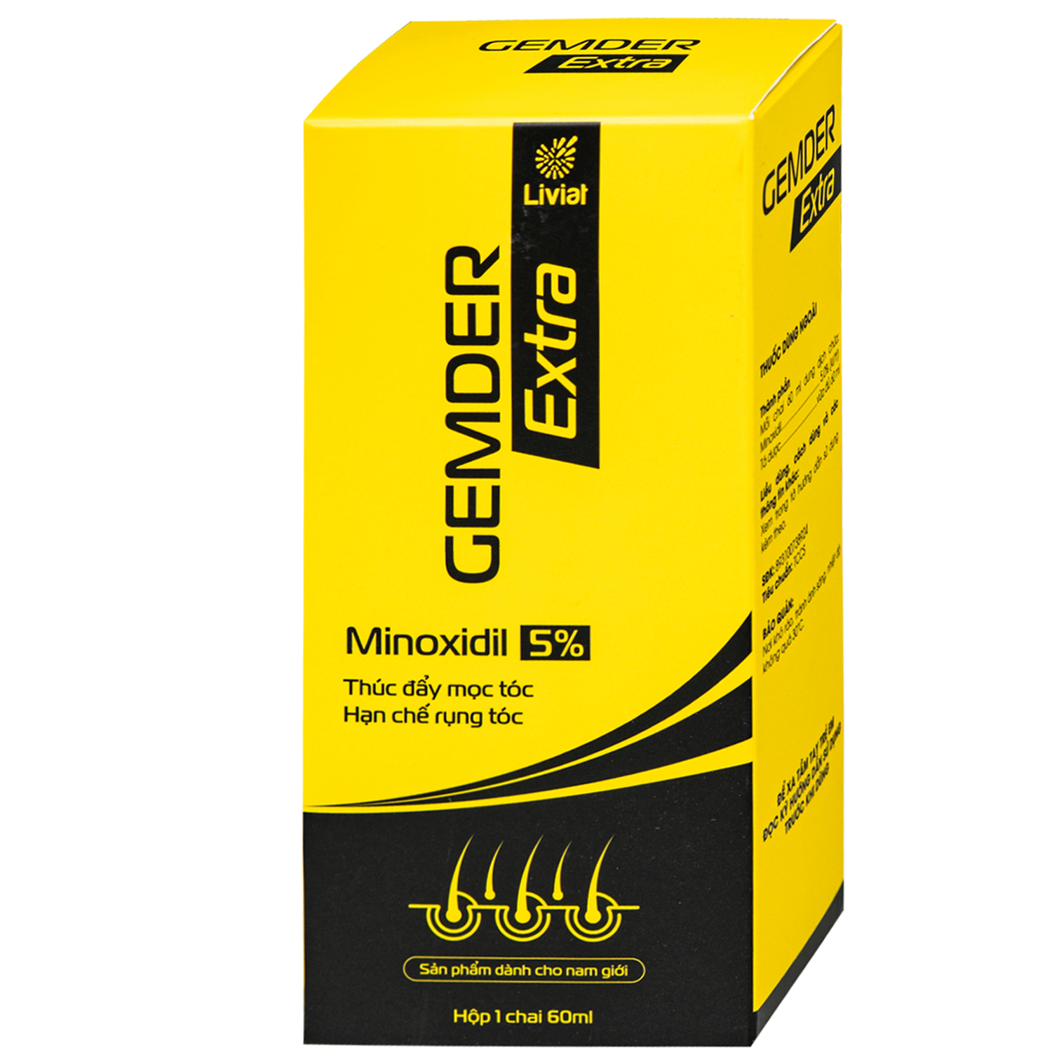 Hình ảnh Thuốc xịt mọc tóc Gemder Extra Minoxidil 5% Liviat kích thích mọc tóc và giảm gãy rụng (60ml)