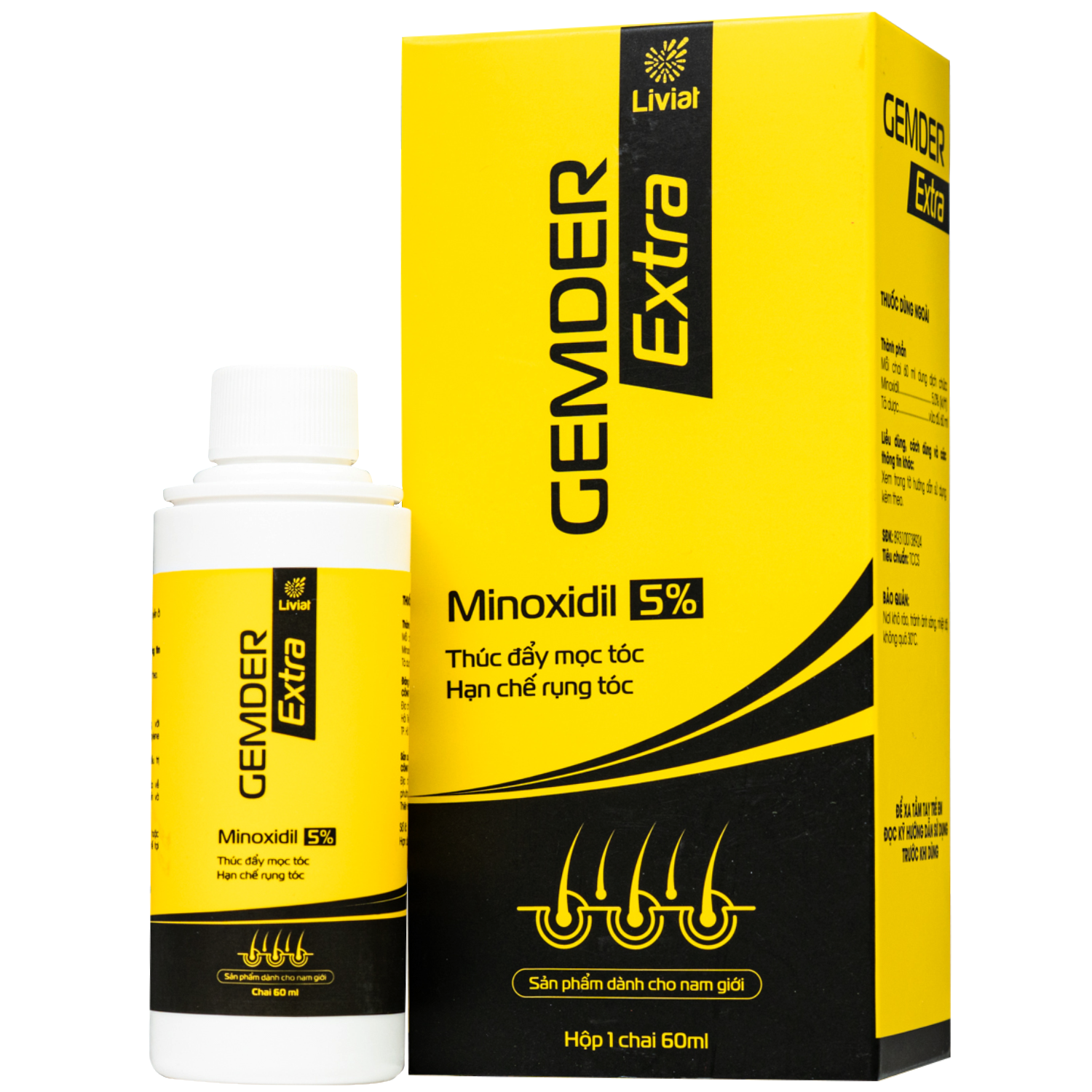 Hình ảnh Thuốc xịt mọc tóc Gemder Extra Minoxidil 5% Liviat kích thích mọc tóc và giảm gãy rụng (60ml)