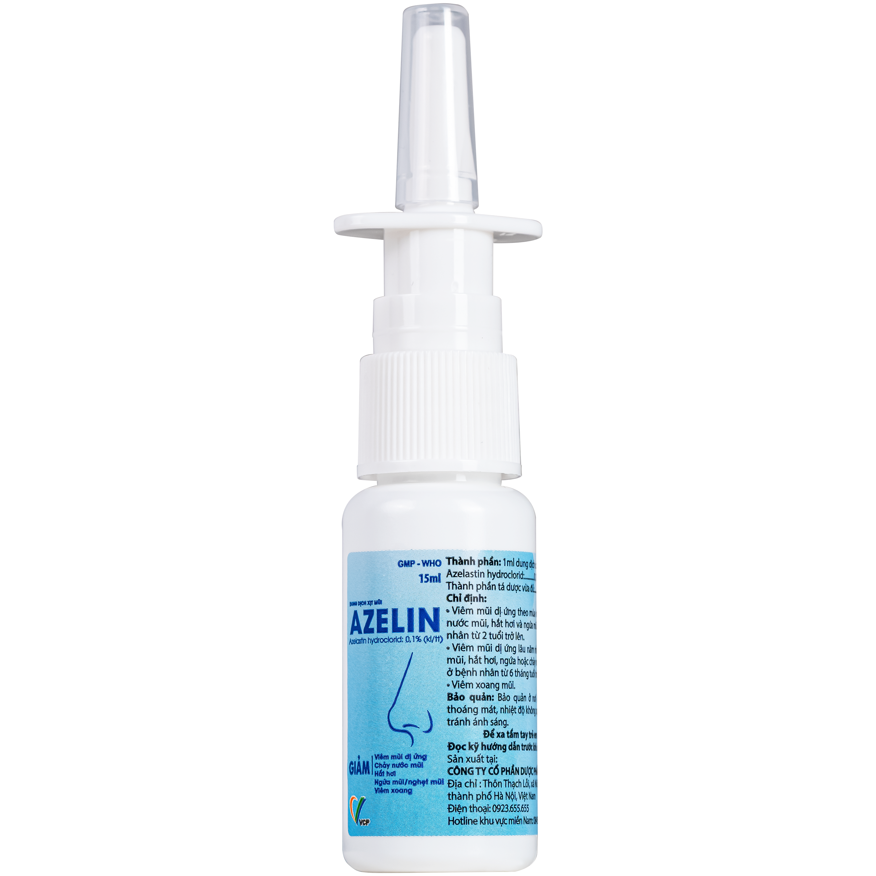 Hình ảnh Thuốc xịt mũi Azelin 0.1% làm giảm các triệu chứng viêm mũi dị ứng, viêm xoang mạng (15ml)