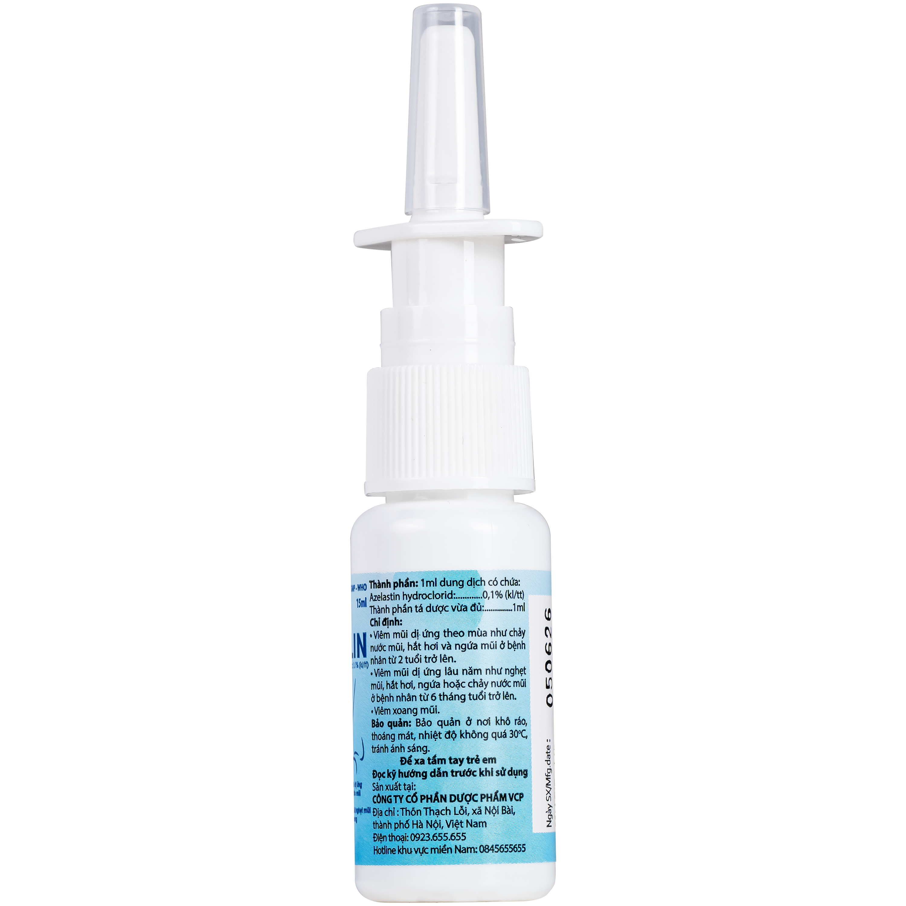 Hình ảnh Thuốc xịt mũi Azelin 0.1% làm giảm các triệu chứng viêm mũi dị ứng, viêm xoang mạng (15ml)