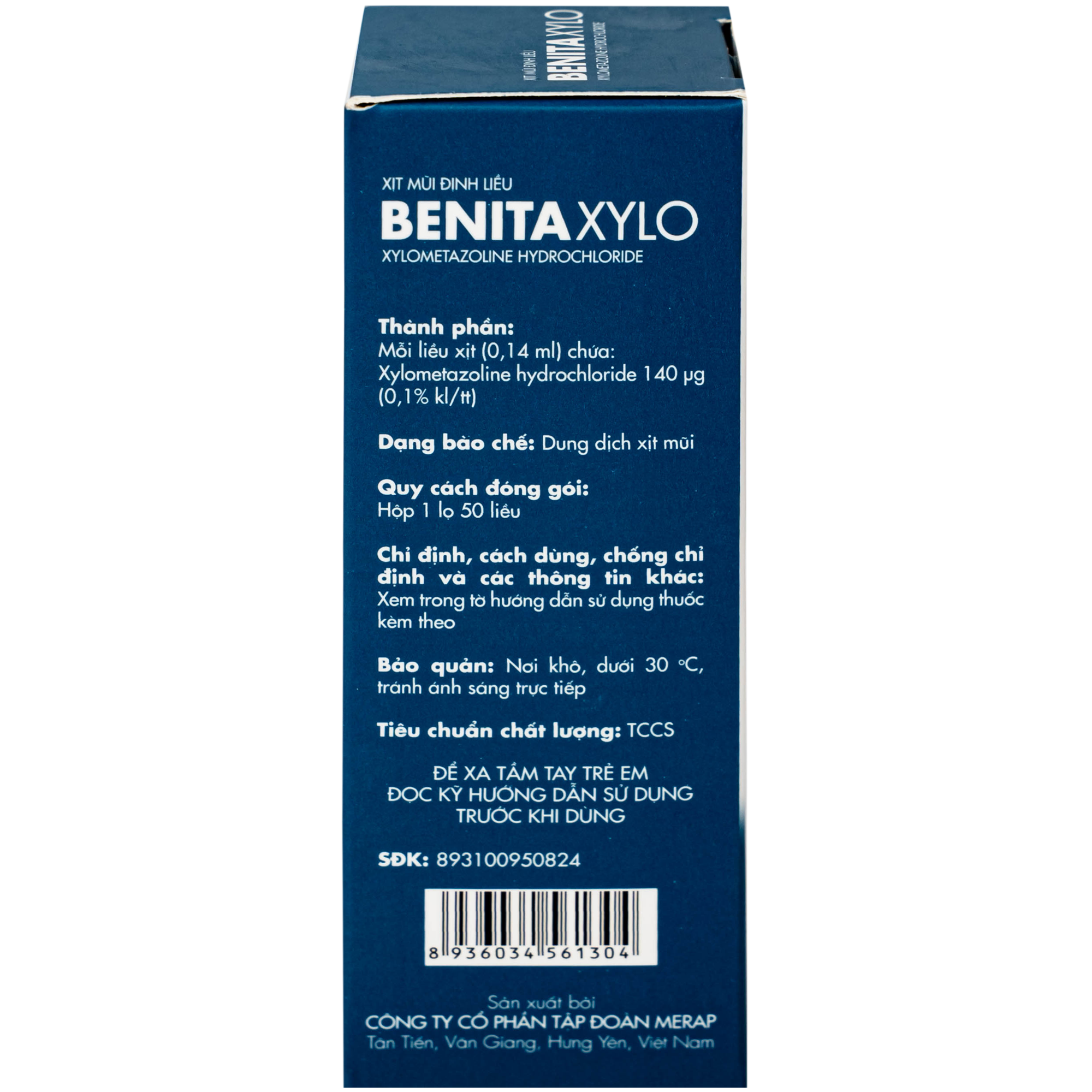 Hình ảnh Thuốc xịt mũi Benita Xylo 0.1% Meraplion điều trị nghẹt mũi, sung huyết mũi (50 liều)