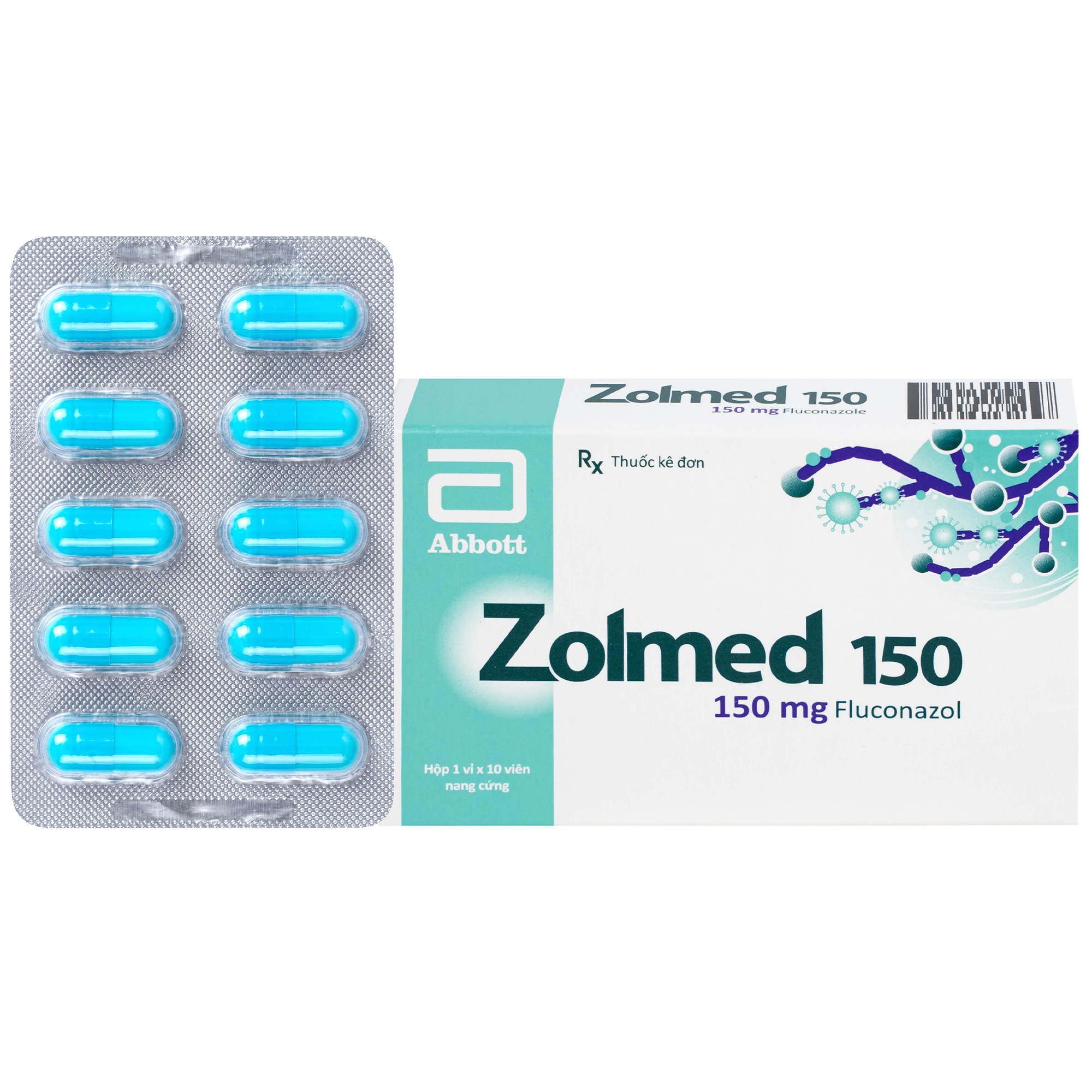 Hình ảnh Thuốc Zolmed 150 Abbott điều trị các bệnh nhiễm nấm, dự phòng nhiễm nấm (1 vỉ x 10 viên)