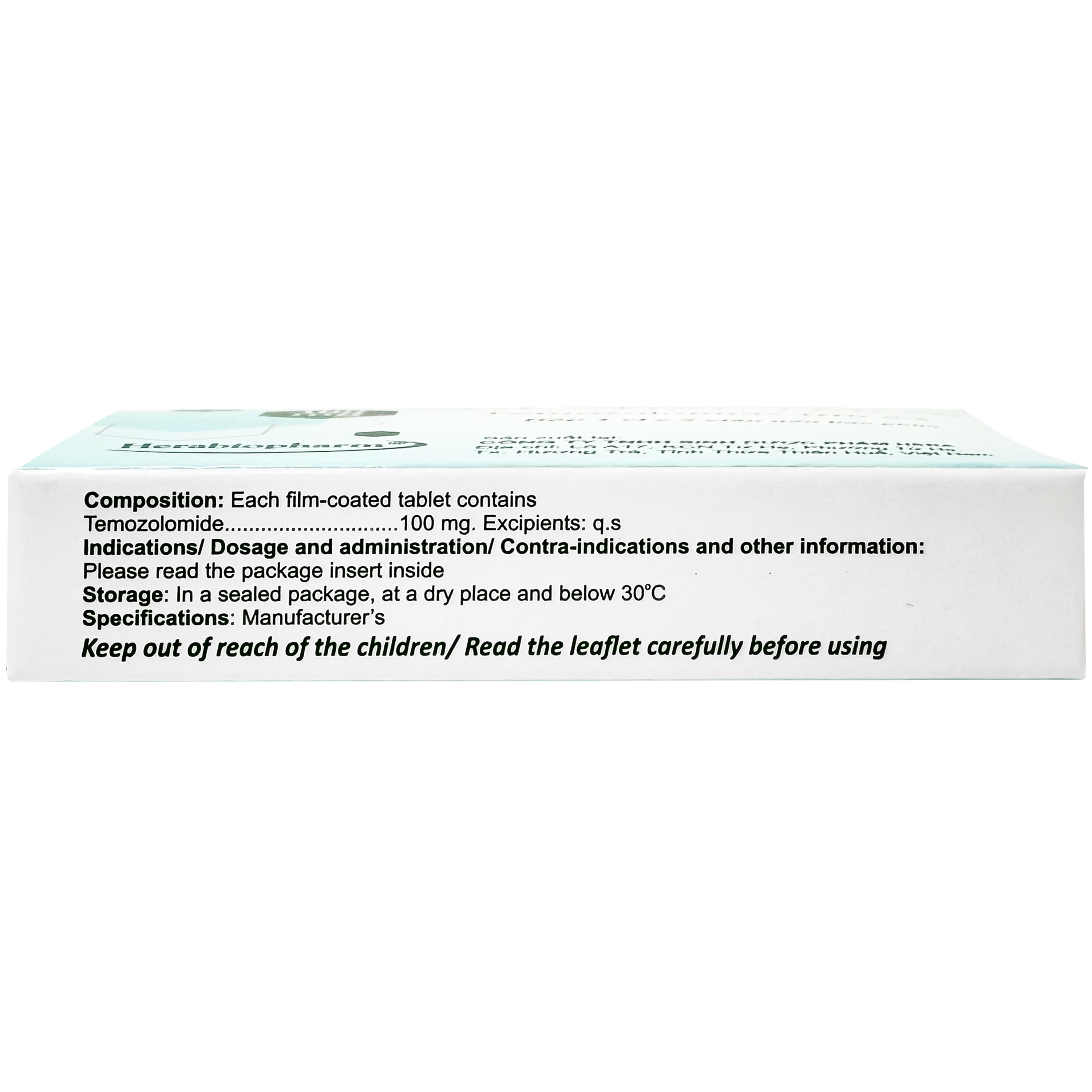 Hình ảnh Thuốc Zolodal tab 100mg Herabiopharm điều trị u nguyên bào thần kinh đệm đa dạng (1 vỉ x 5 viên)