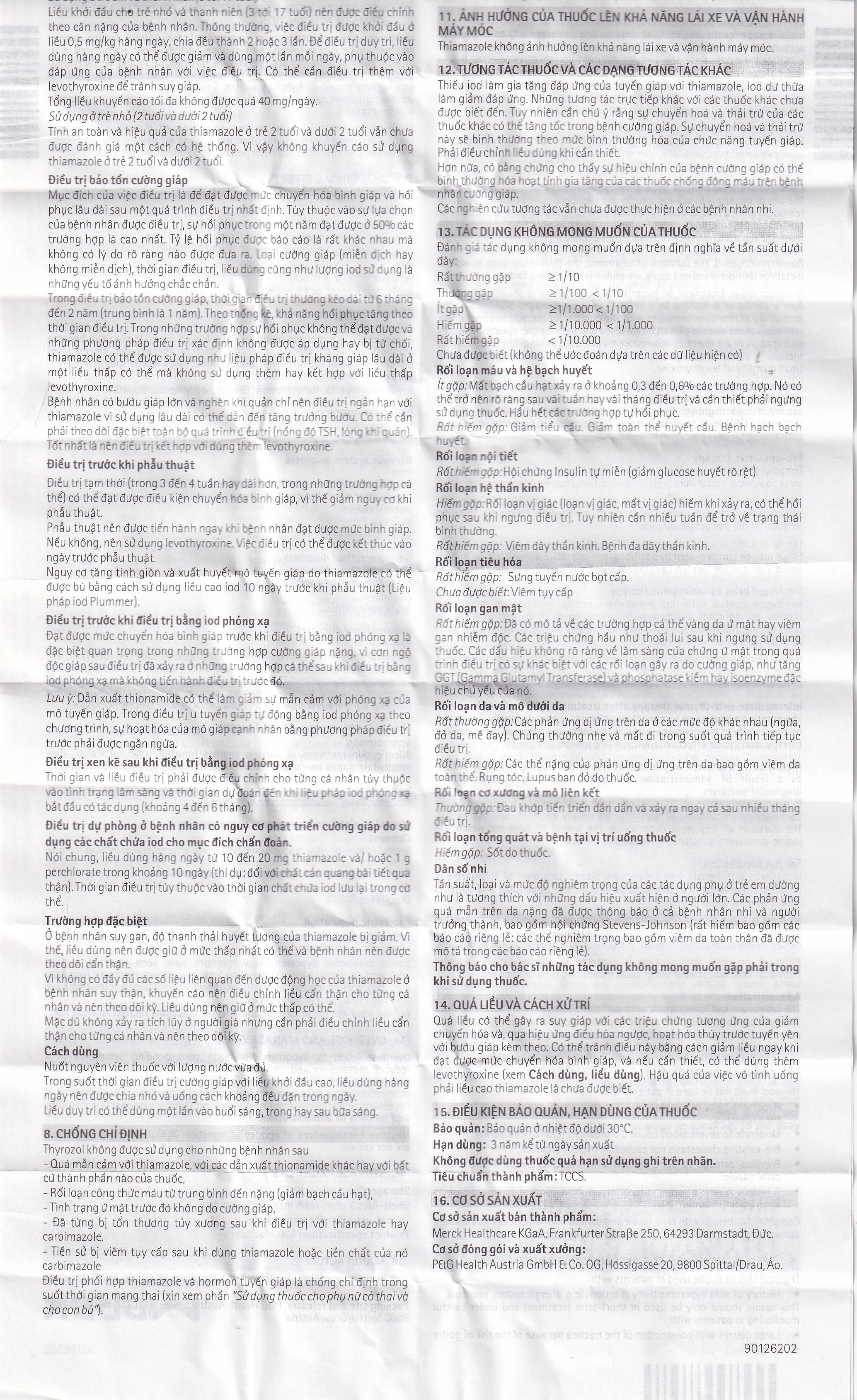 Hình ảnh Thuốc Thyrozol 5mg Merck điều trị cường giáp (10 vỉ x 10 viên)