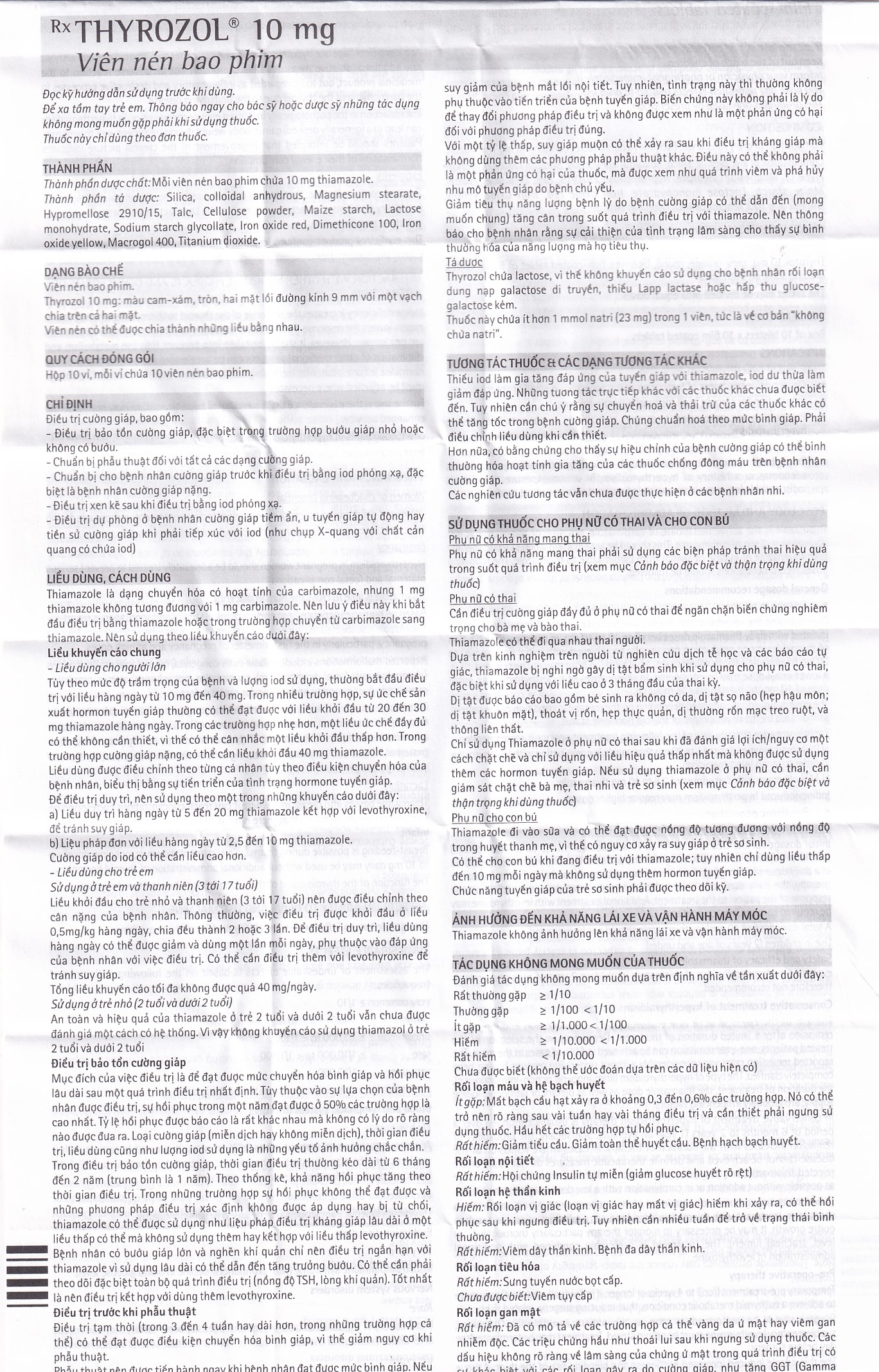Hình ảnh Thuốc Thyrozol 10mg Merck điều trị cường giáp (10 vỉ x 10 viên)