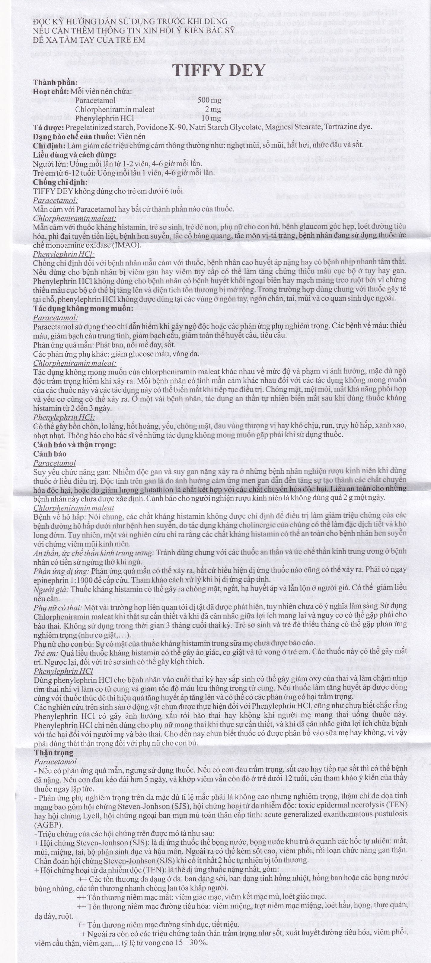 Hình ảnh Thuốc Tiffy Dey Thai Nakorn Patana điều trị nghẹt mũi, sổ mũi (25 vỉ x 4 viên)