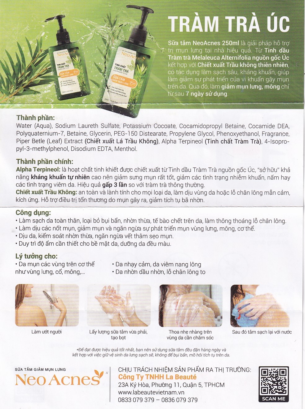 Hình ảnh Sữa tắm giảm mụn lưng Neo Acnes tinh chất tràm trà (250ml)