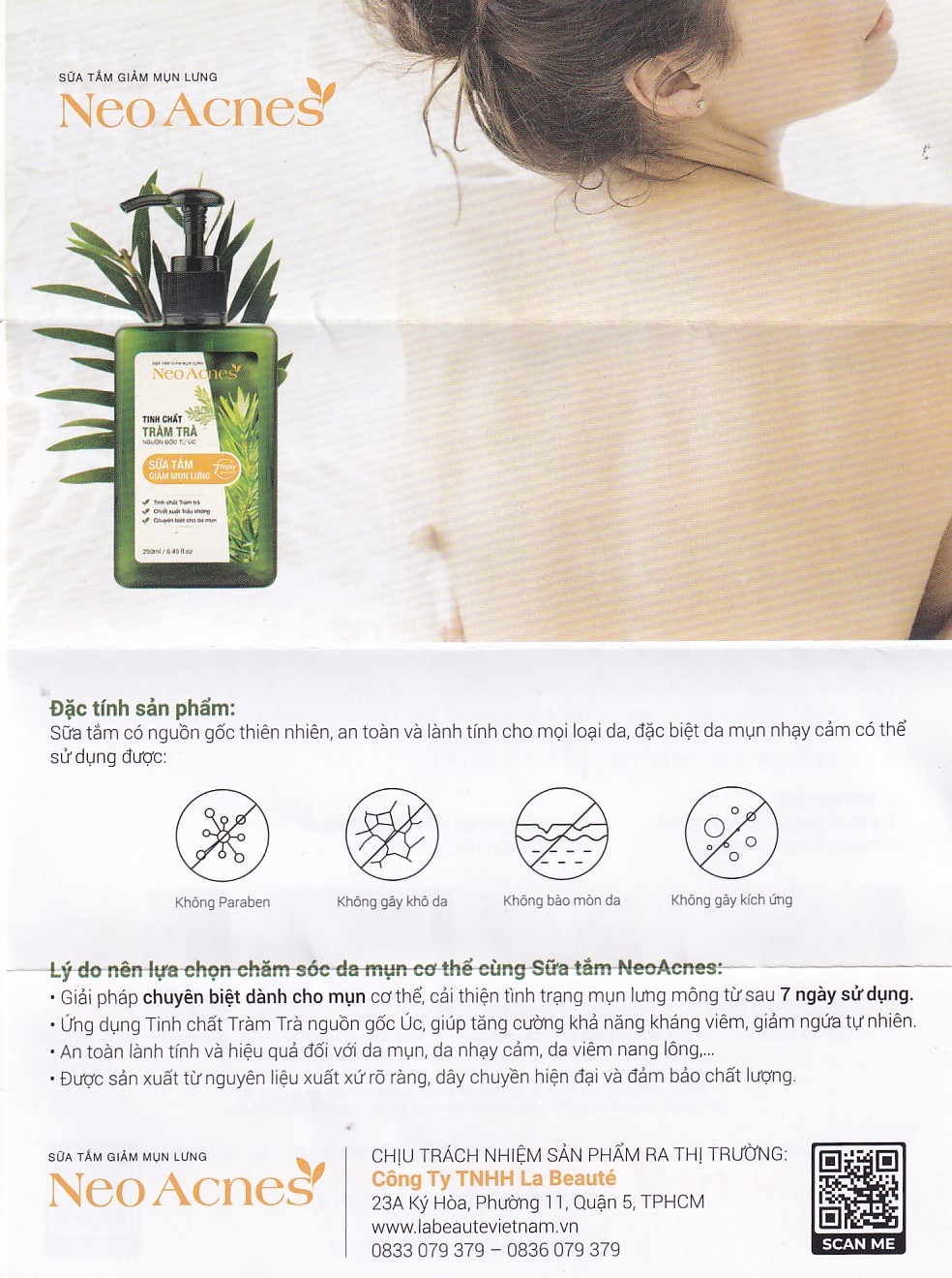 Hình ảnh Sữa tắm giảm mụn lưng Neo Acnes tinh chất tràm trà (250ml)