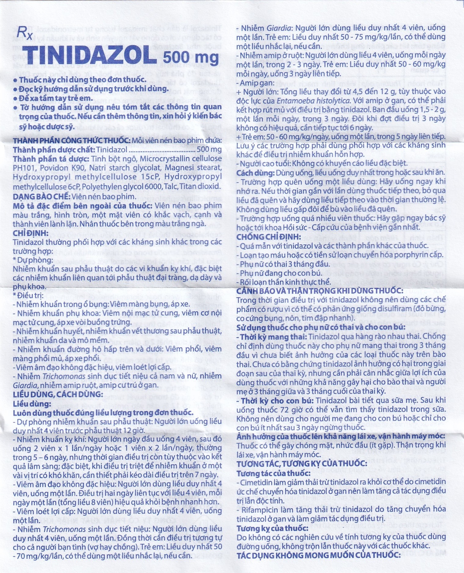 Hình ảnh Thuốc Tinidazol 500mg Domesco dự phòng nhiễm khuẩn sau phẫu thuật (1 vỉ x 4 viên)