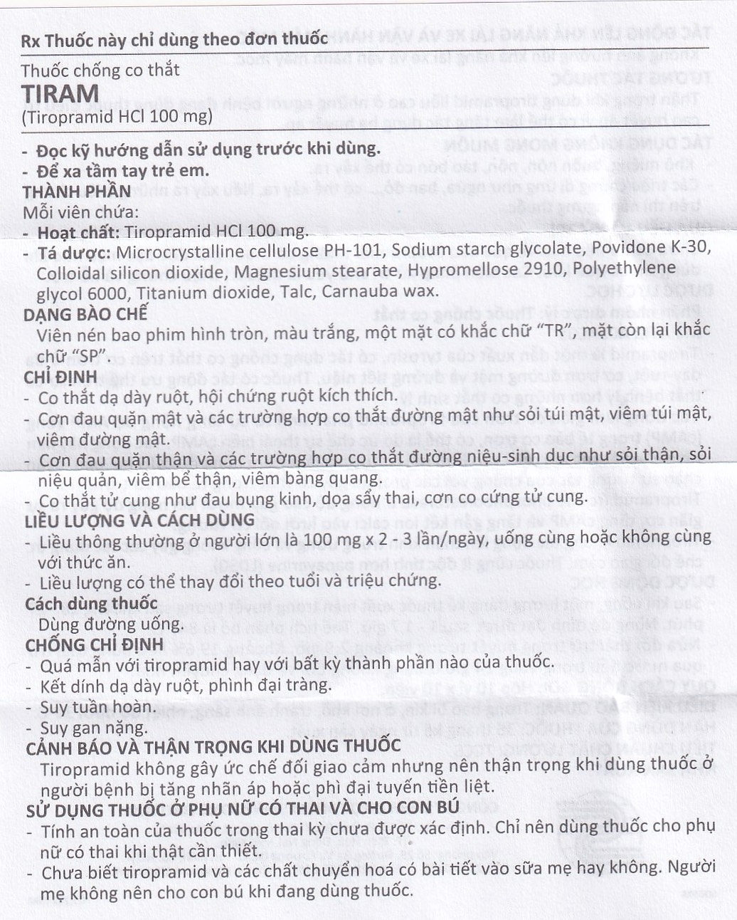 Hình ảnh Thuốc Tiram 100mg Shinpoong Deawoo điều trị co thắt dạ dày ruột (10 vỉ x 10 viên)