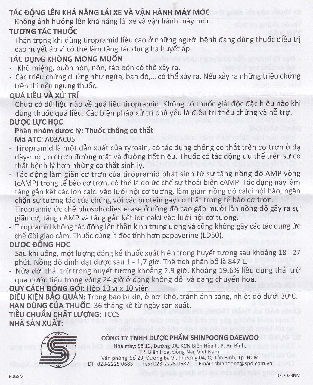 Hình ảnh Thuốc Tiram 100mg Shinpoong Deawoo điều trị co thắt dạ dày ruột (10 vỉ x 10 viên)