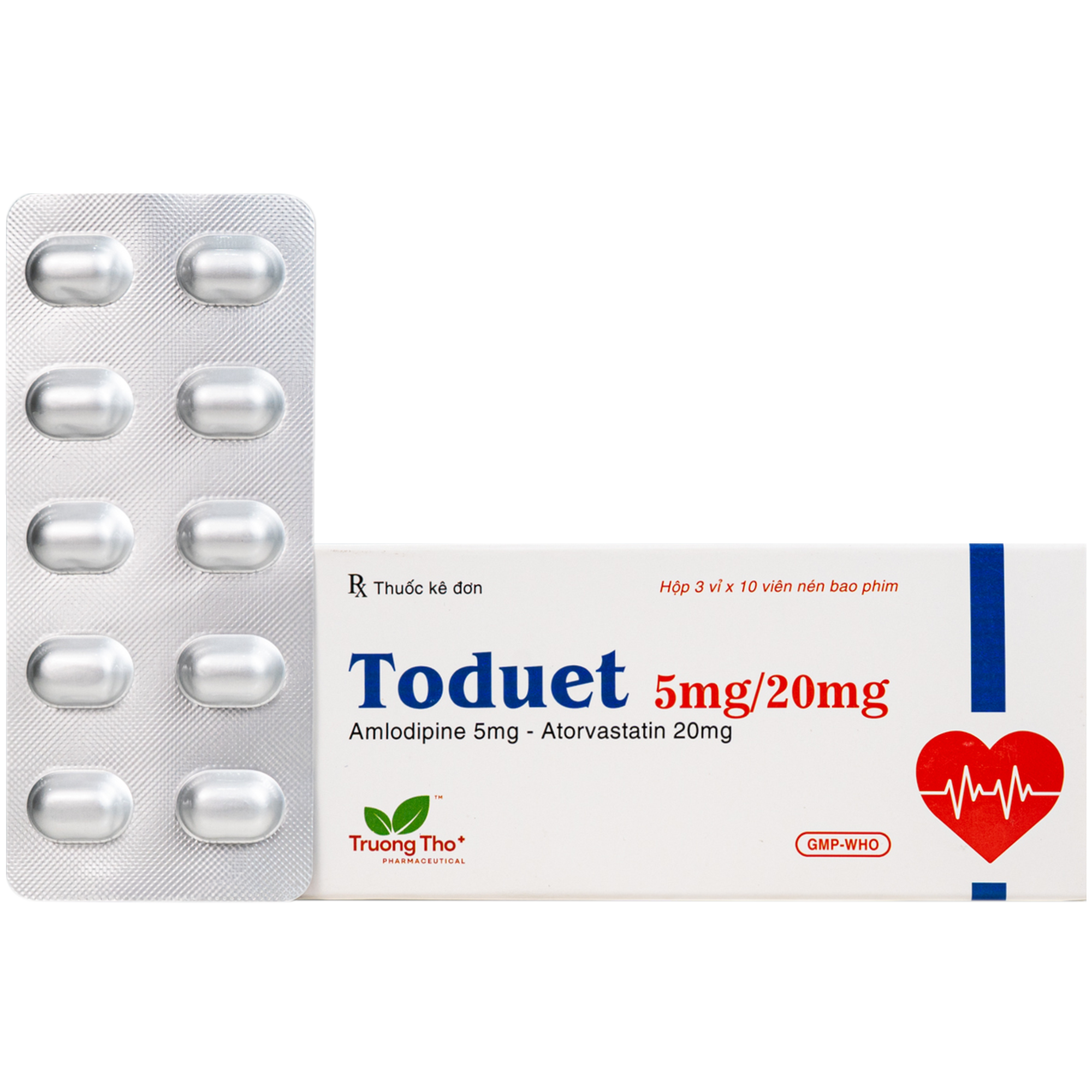 Hình ảnh Thuốc Toduet 5mg/20mg điều trị tăng huyết áp kèm rối loạn lipid máu (3 vỉ x 10 viên)