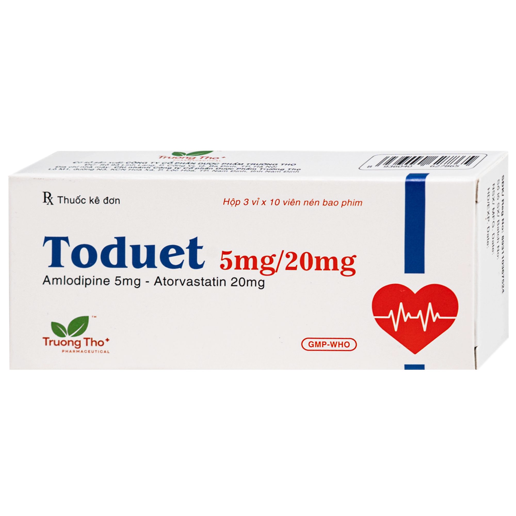 Hình ảnh Thuốc Toduet 5mg/20mg điều trị tăng huyết áp kèm rối loạn lipid máu (3 vỉ x 10 viên)