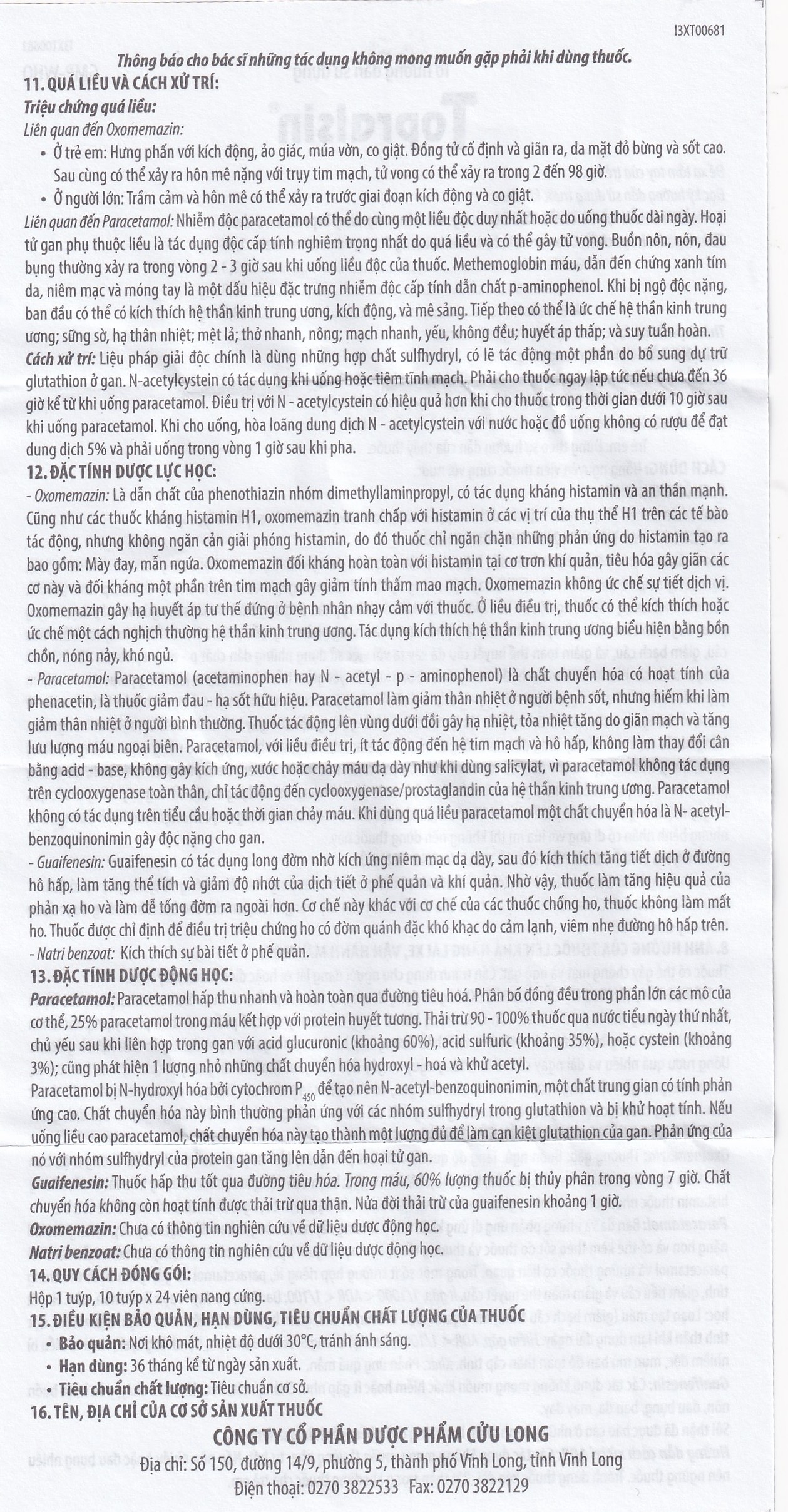 Hình ảnh Thuốc Topralsin Pharimexco điều trị triệu chứng ho khan (24 viên)