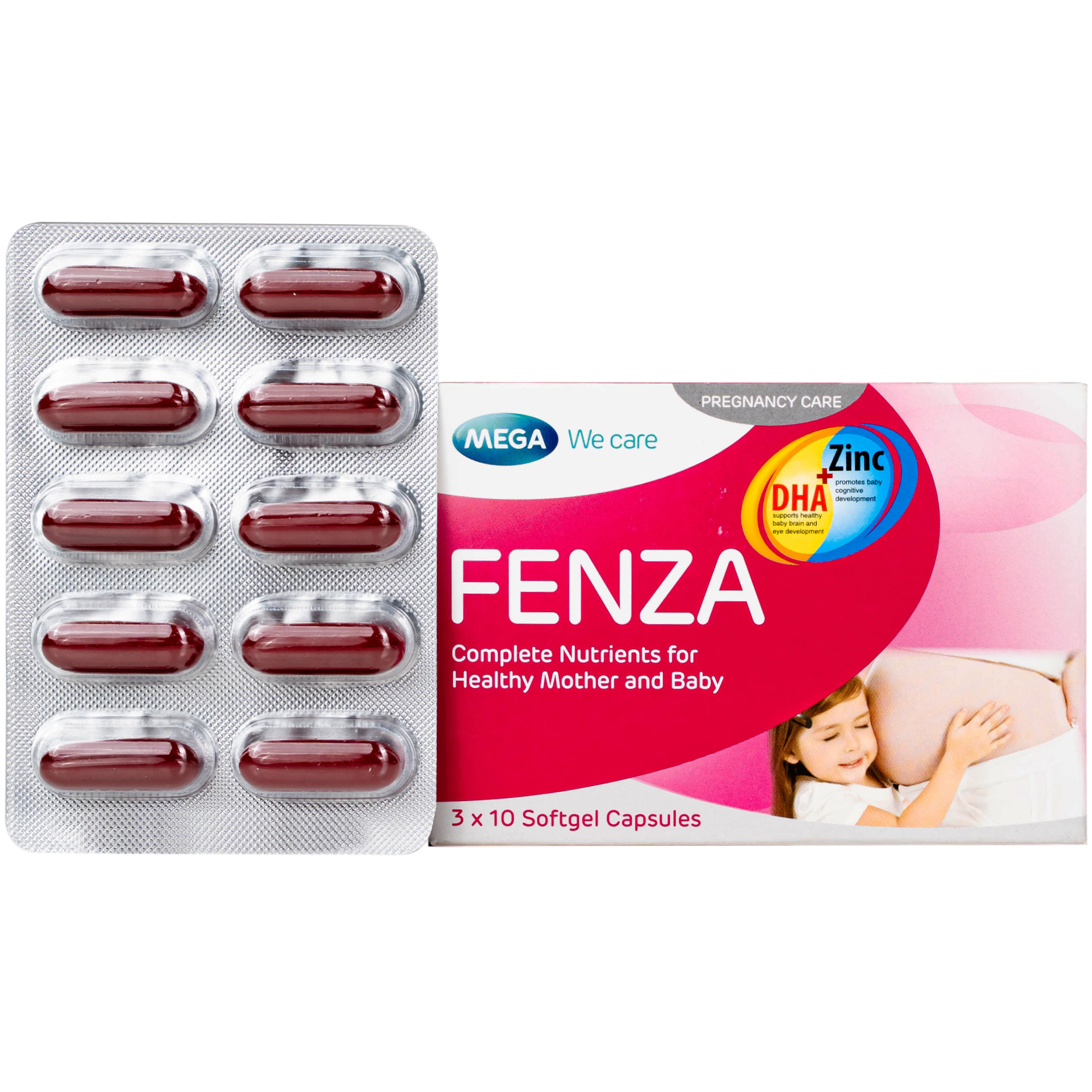 Hình ảnh Viên uống bổ sung vitamin, khoáng chất cho phụ nữ mang thai và cho con bú Fenza Mega (3 vỉ x 10 viên)