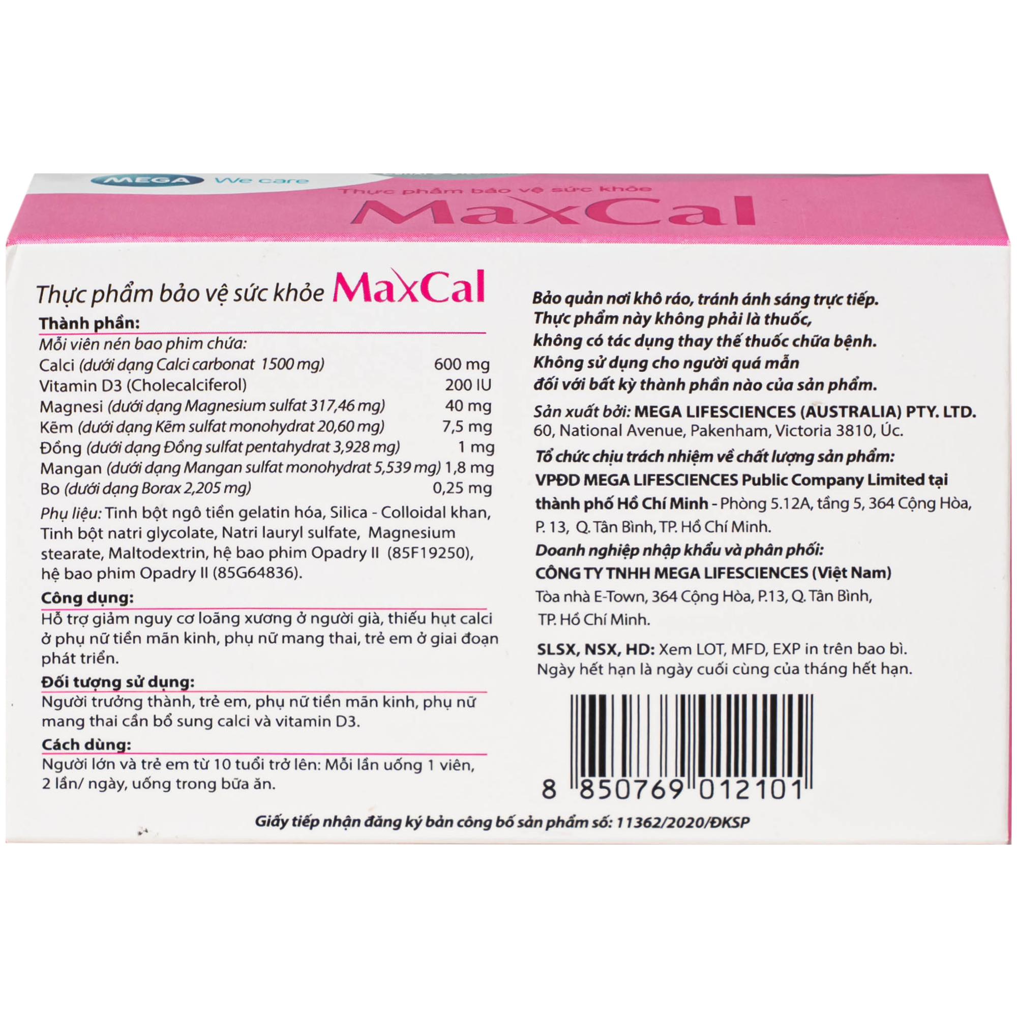 Hình ảnh Viên uống hỗ trợ giảm nguy cơ loãng xương Maxcal Mega (3 vỉ x 10 viên)