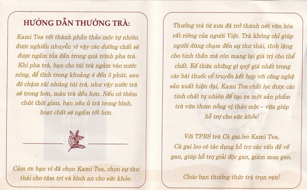 Hình ảnh Trà Cà Gai Leo Kami tea hỗ trợ các bệnh về gan, giải độc gan, giảm men gan (20 túi)