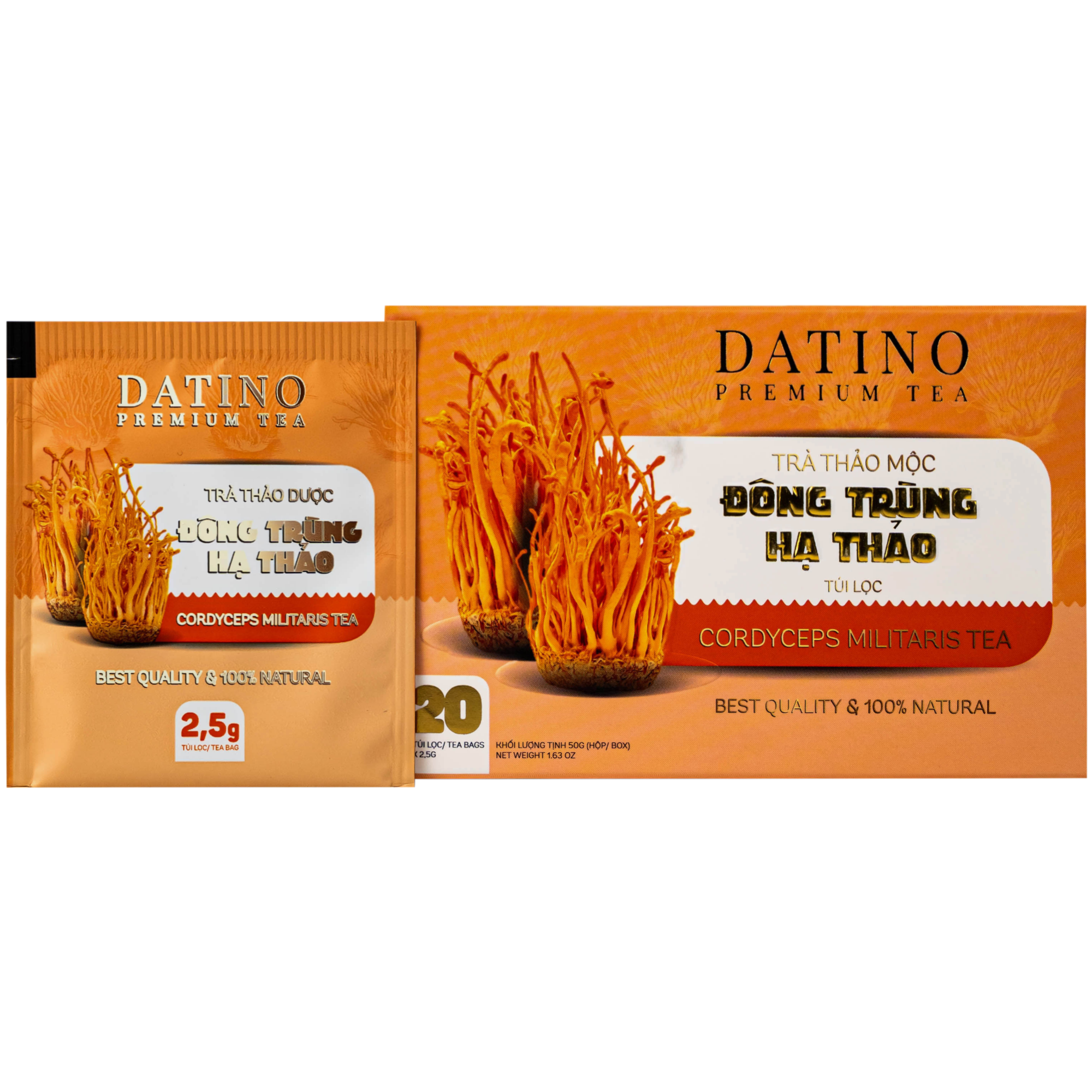 Hình ảnh Trà thảo mộc đông trùng hạ thảo túi lọc Datino premium tea (20 túi x 2,5g)