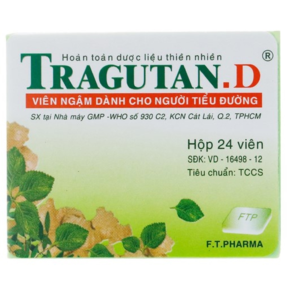 Hình ảnh Viên ngậm Tragutan.D Dược 3/2 làm dịu cơn ho dành cho người tiểu đường (24 viên)