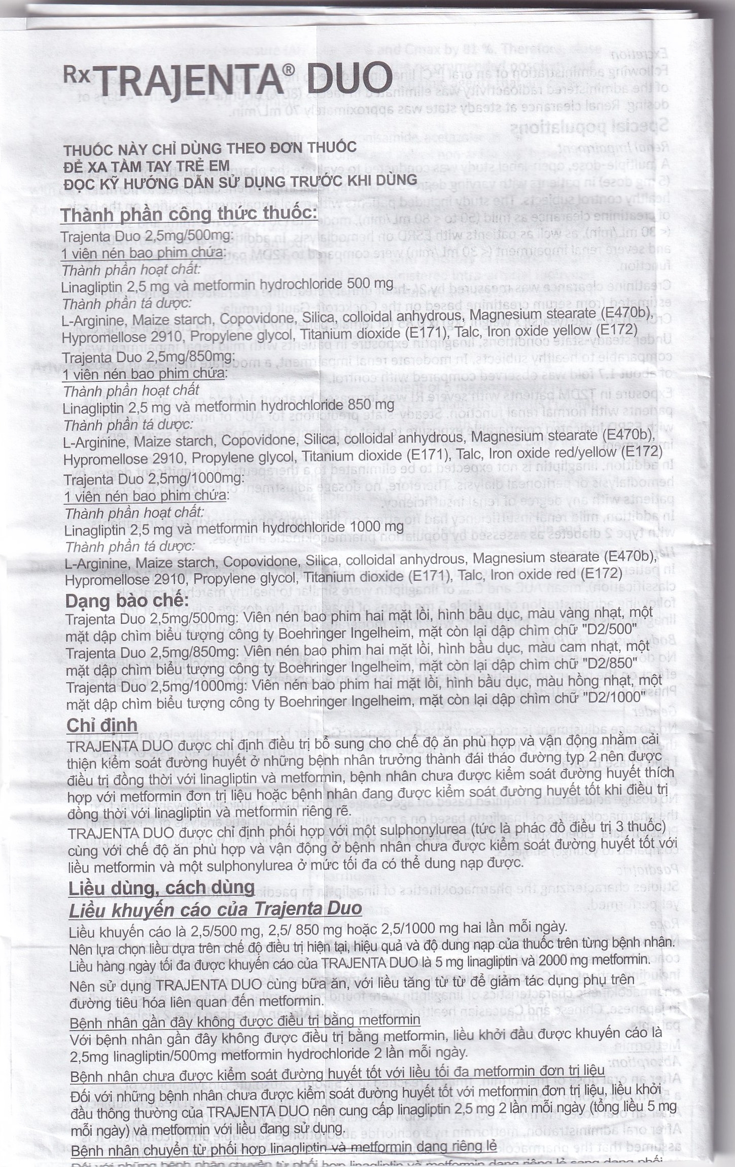 Hình ảnh Thuốc Trajenta Duo 2.5mg/850mg Boehringer điều trị đái tháo đường típ 2 (14 viên)