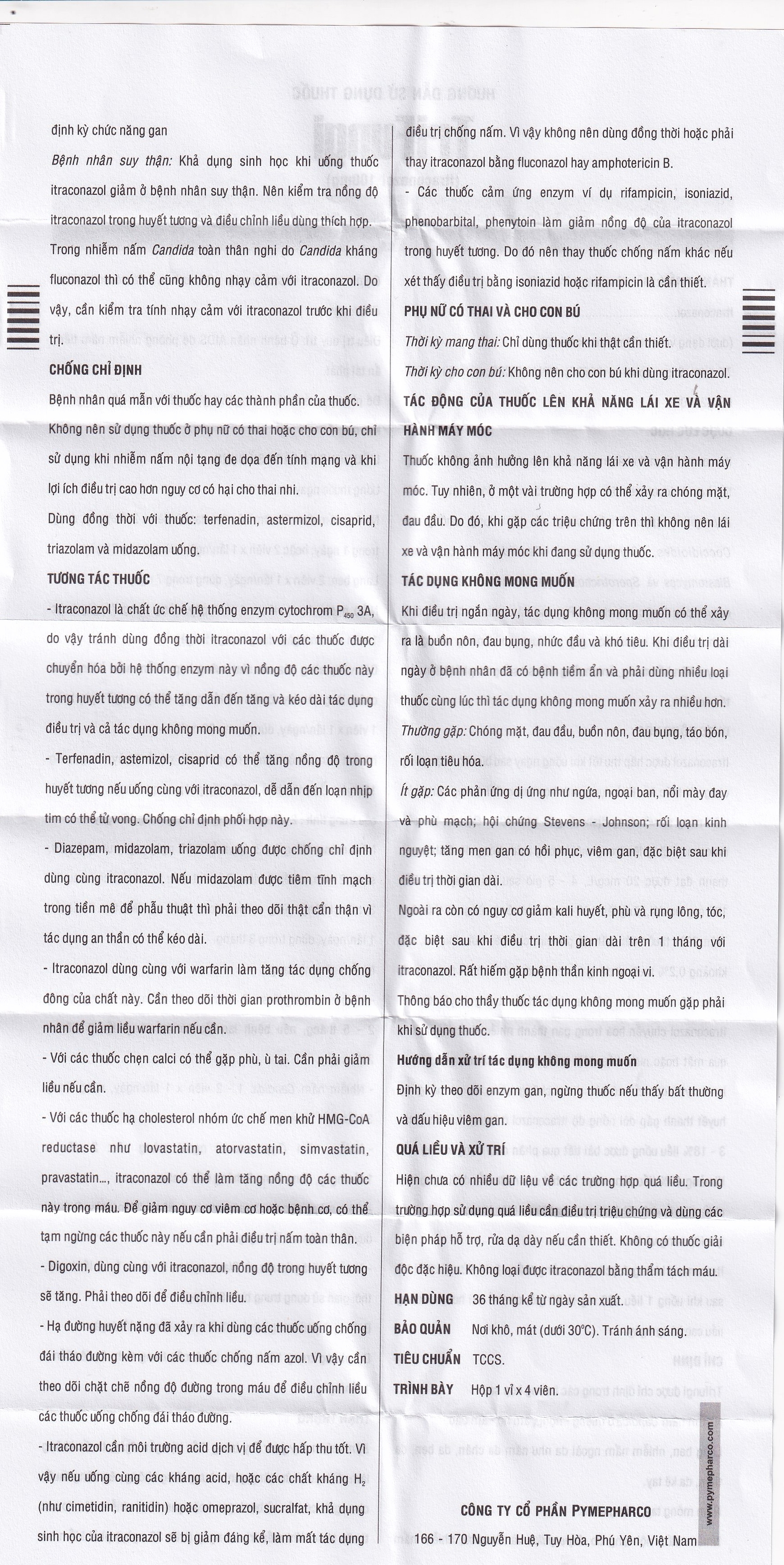 Hình ảnh Thuốc Trifungi Pymepharco điều trị nhiễm nấm Candida ở miệng - họng (1 vỉ x 4 viên)