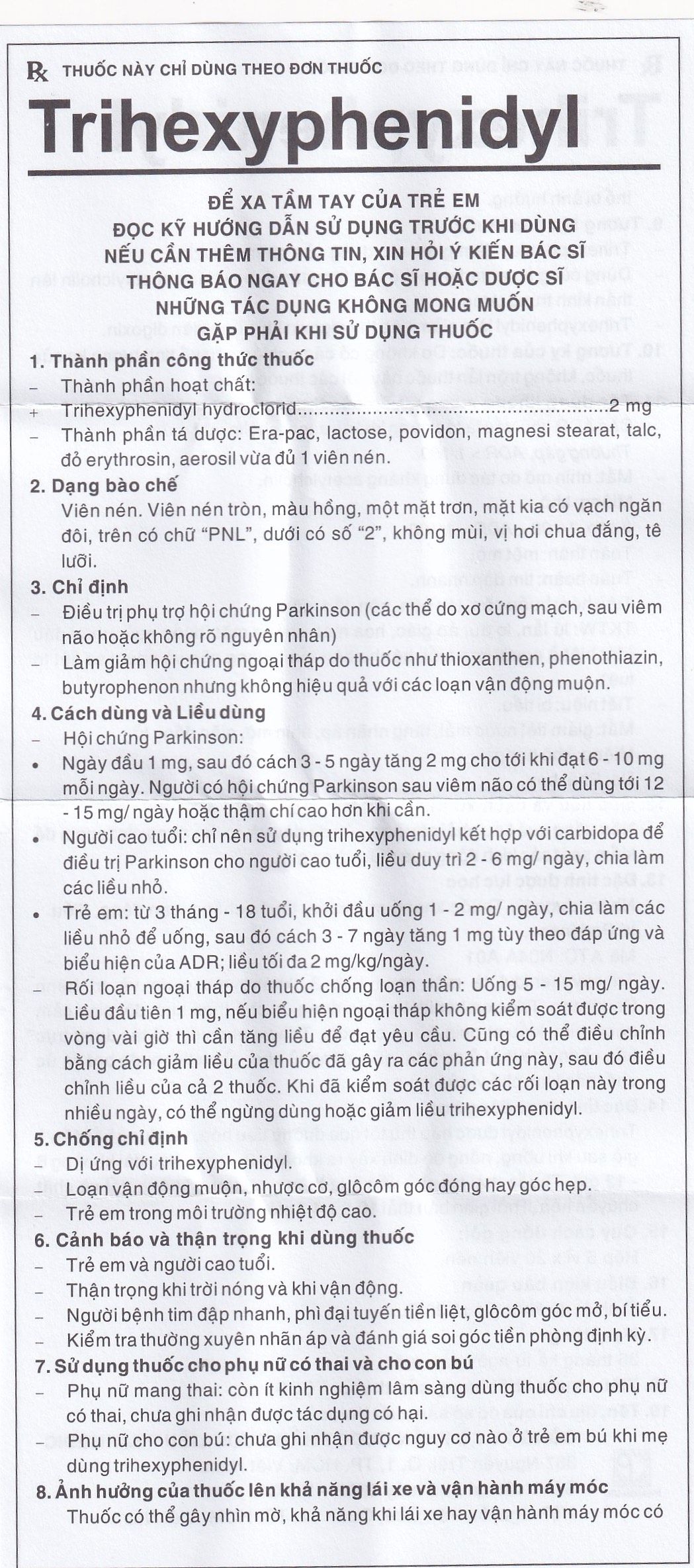 Hình ảnh Thuốc Trihexyphenidyl Pharmedic điều trị phụ trợ hội chứng Parkinson (5 vỉ x 20 viên)