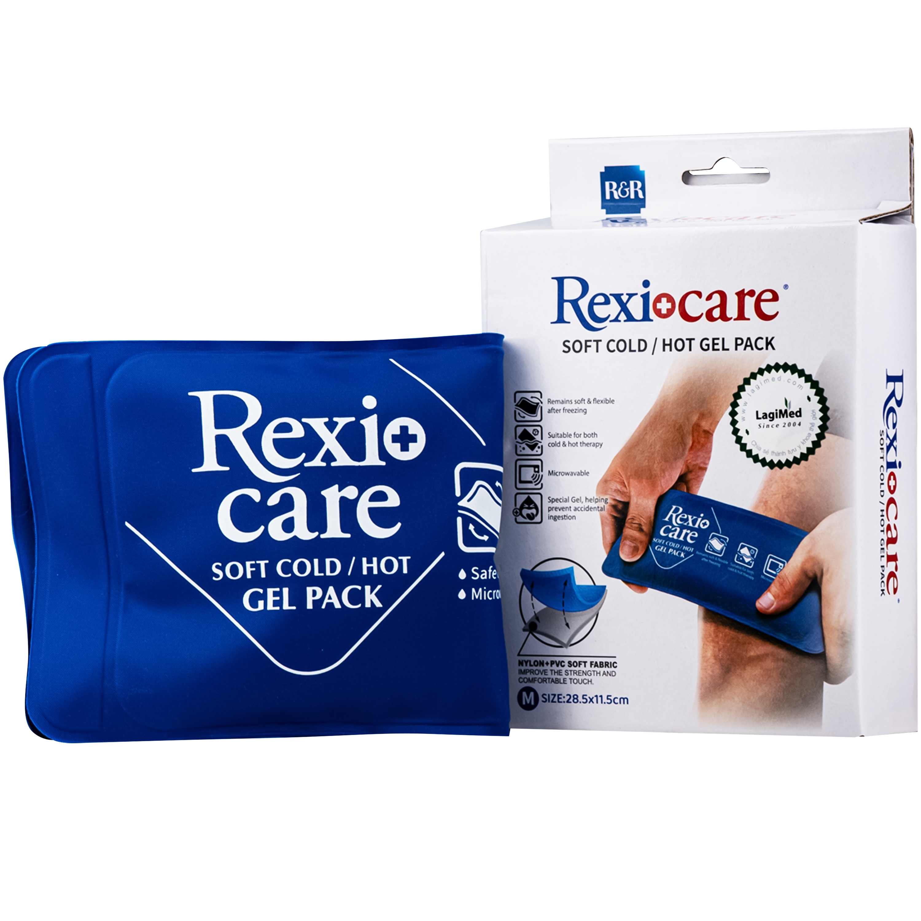 Hình ảnh Túi chườm nóng, lạnh Rexicare gel (28.5x11.5cm) Làm giảm co thắt cơ, đau, sưng phù, bầm máy sau chấn thương, thủ thuật nha khoa, côn trùng cắn