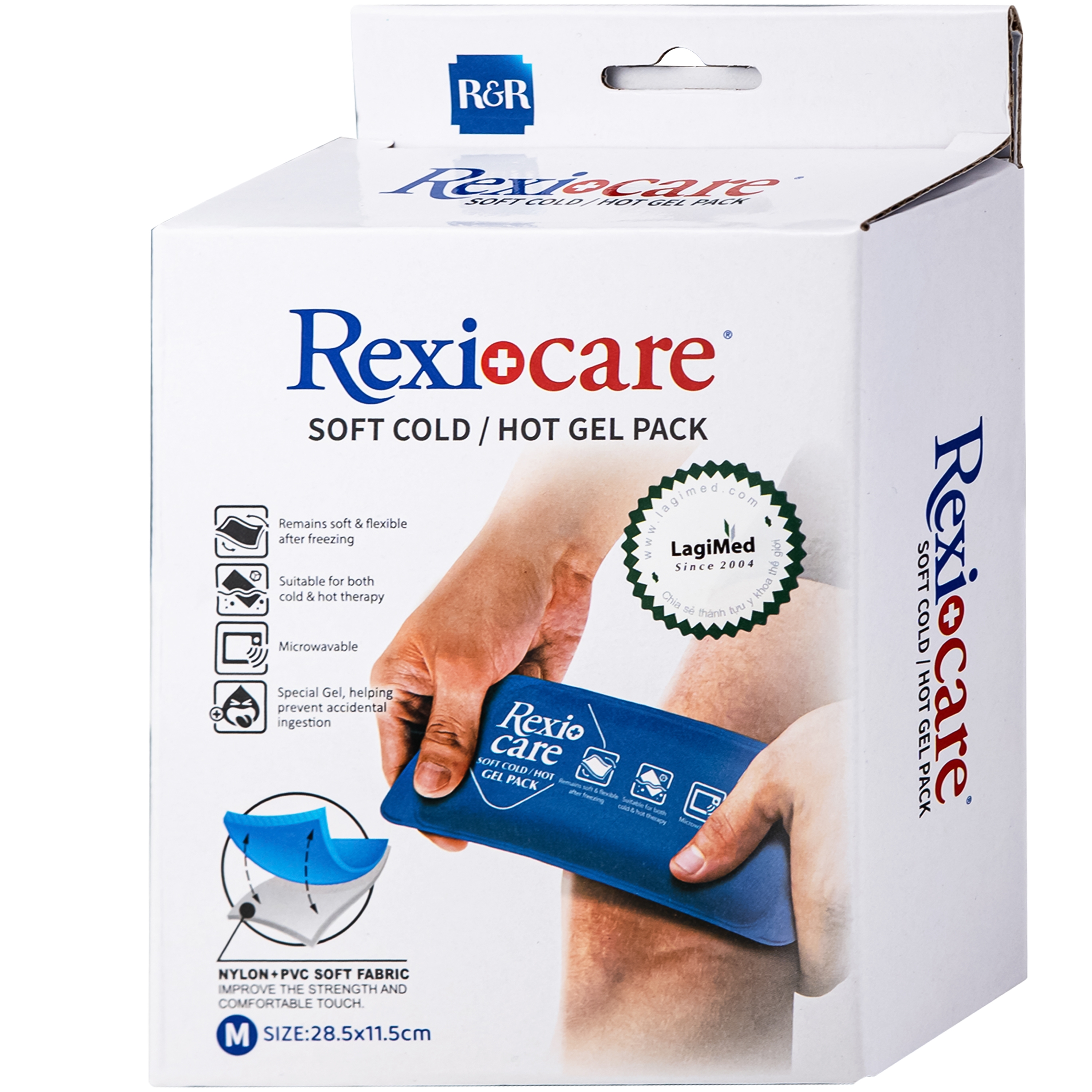 Hình ảnh Túi chườm nóng, lạnh Rexicare gel (28.5x11.5cm) Làm giảm co thắt cơ, đau, sưng phù, bầm máy sau chấn thương, thủ thuật nha khoa, côn trùng cắn