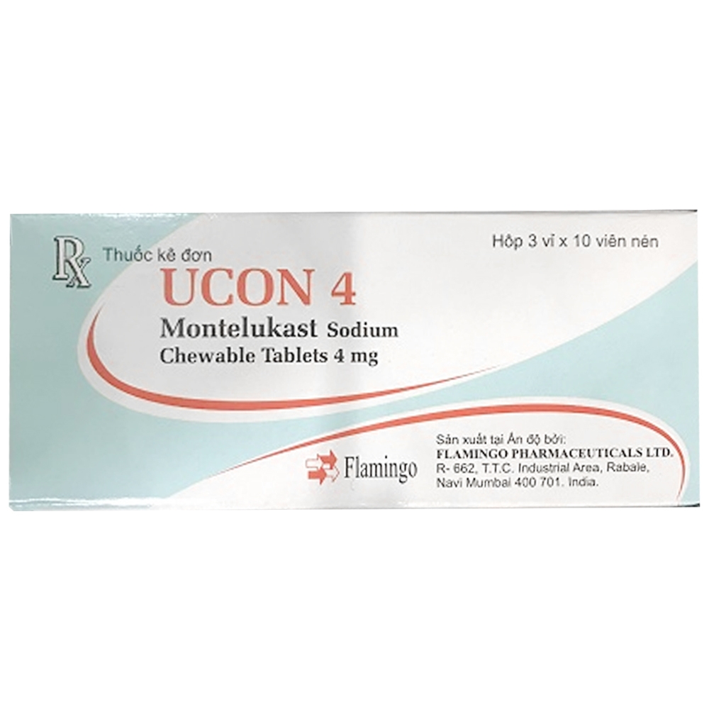 Hình ảnh Thuốc Ucon 4 Flamingo điều trị hỗ trợ bệnh hen mạn tính (3 vỉ x 10 viên)