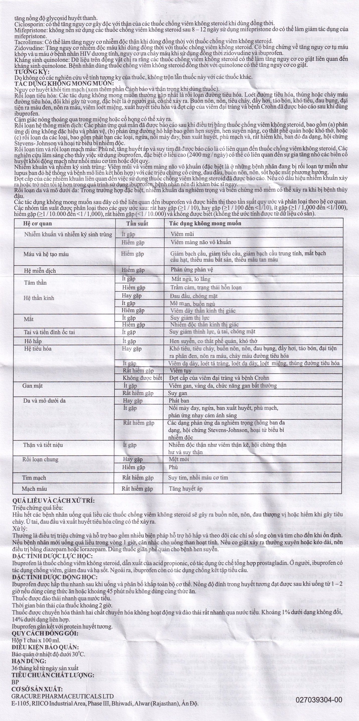 Hình ảnh Dung dịch uống Unafen 100mg/5ml Gracure giảm đau, kháng viêm, hạ sốt (100ml)