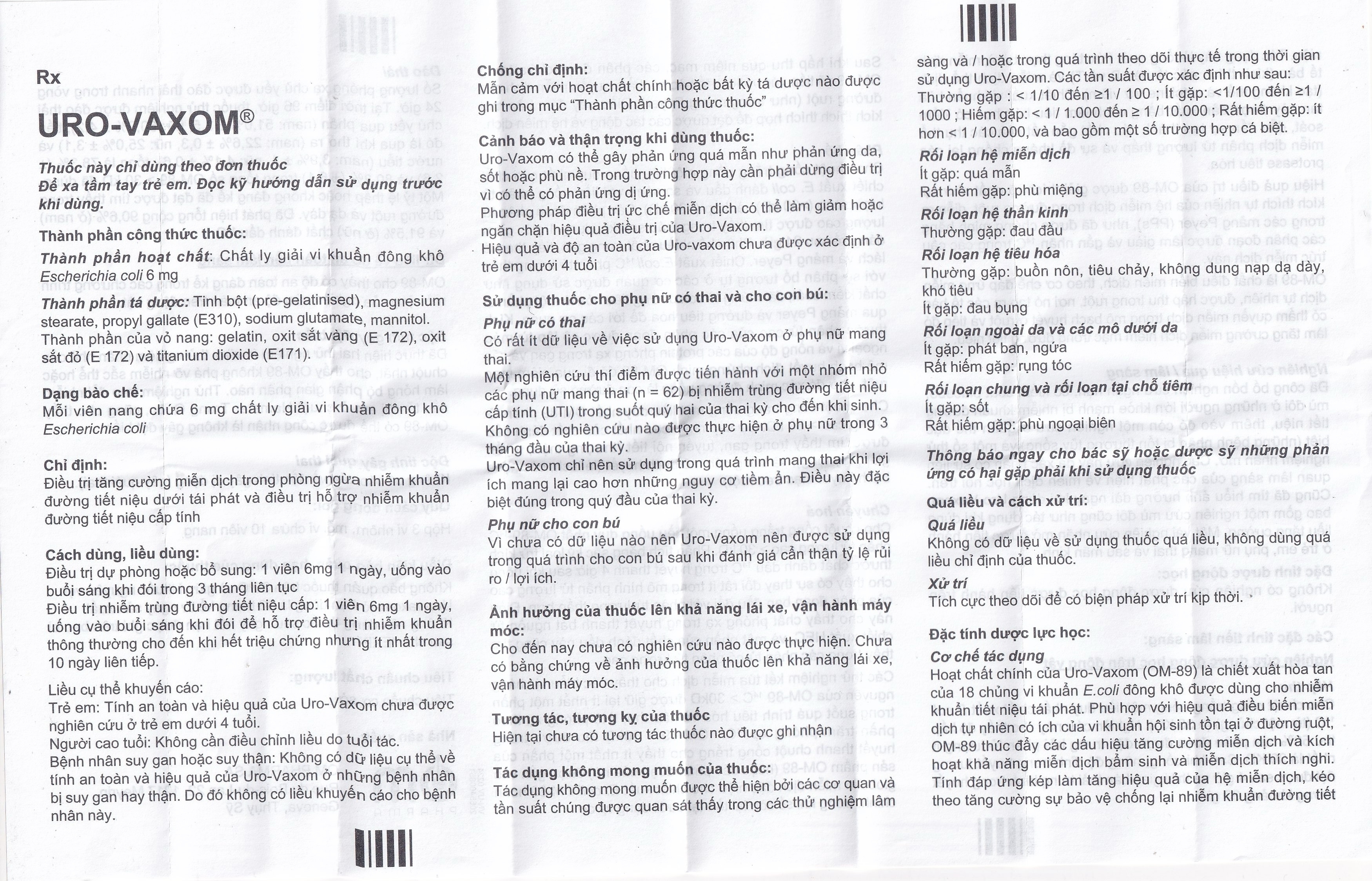Hình ảnh Thuốc Uro-Vaxom OM Pharma tăng cường miễn dịch do nhiễm khuẩn đường tiết niệu (3 vỉ x 10 viên)