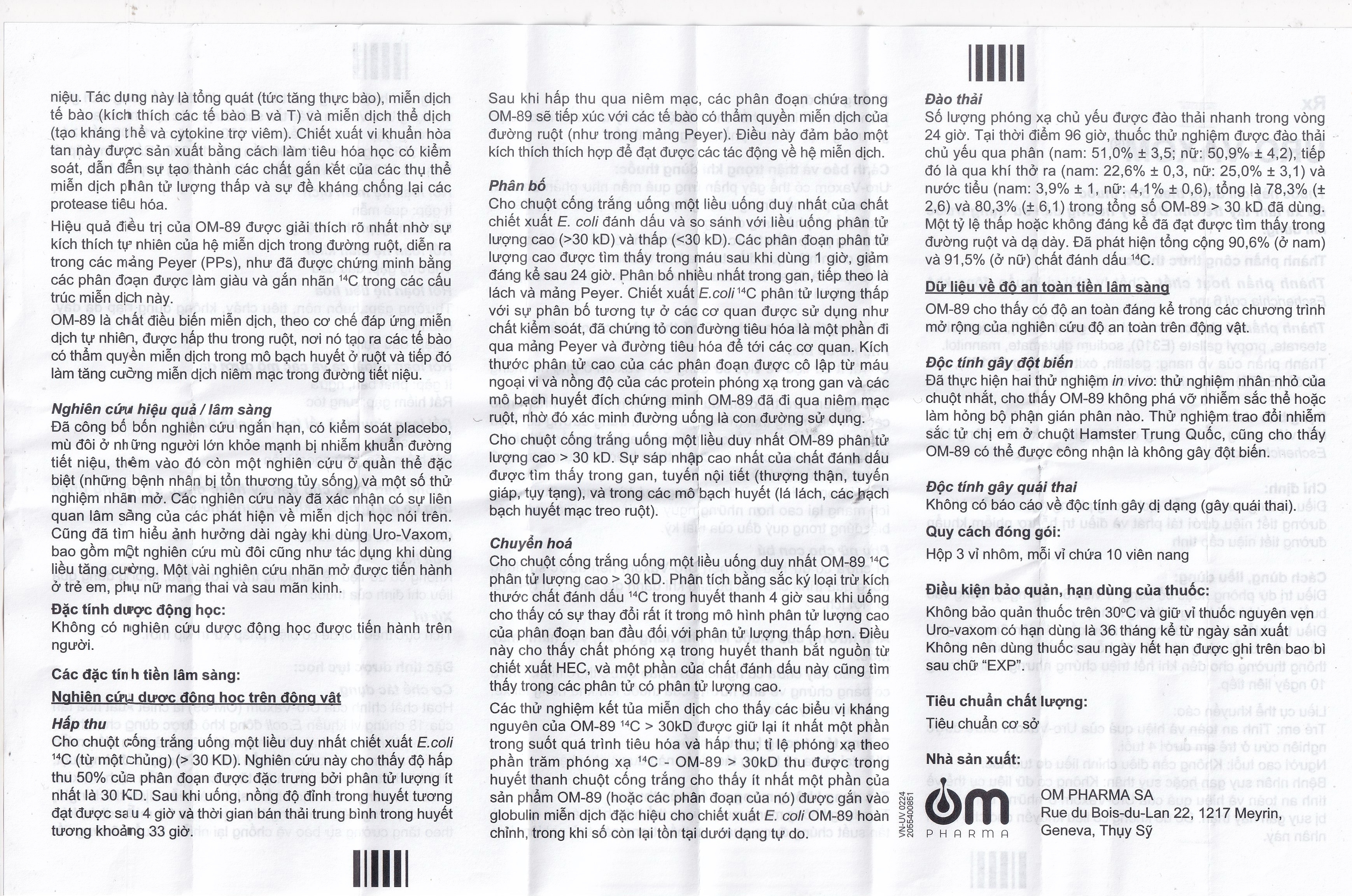 Hình ảnh Thuốc Uro-Vaxom OM Pharma tăng cường miễn dịch do nhiễm khuẩn đường tiết niệu (3 vỉ x 10 viên)