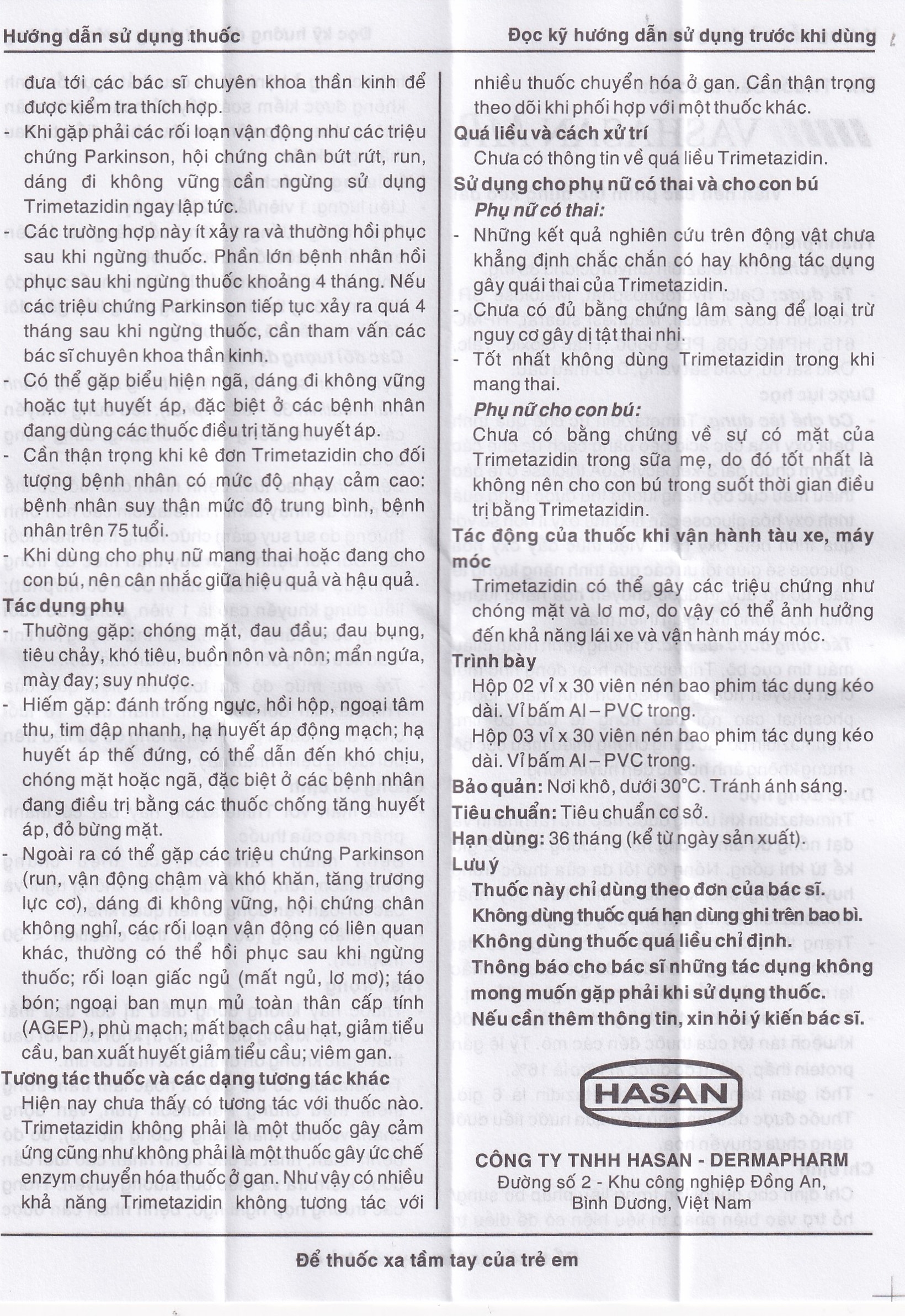 Hình ảnh Thuốc Vashasan MR 35 Hasan điều trị đau thắt ngực (3 vỉ x 30 viên)