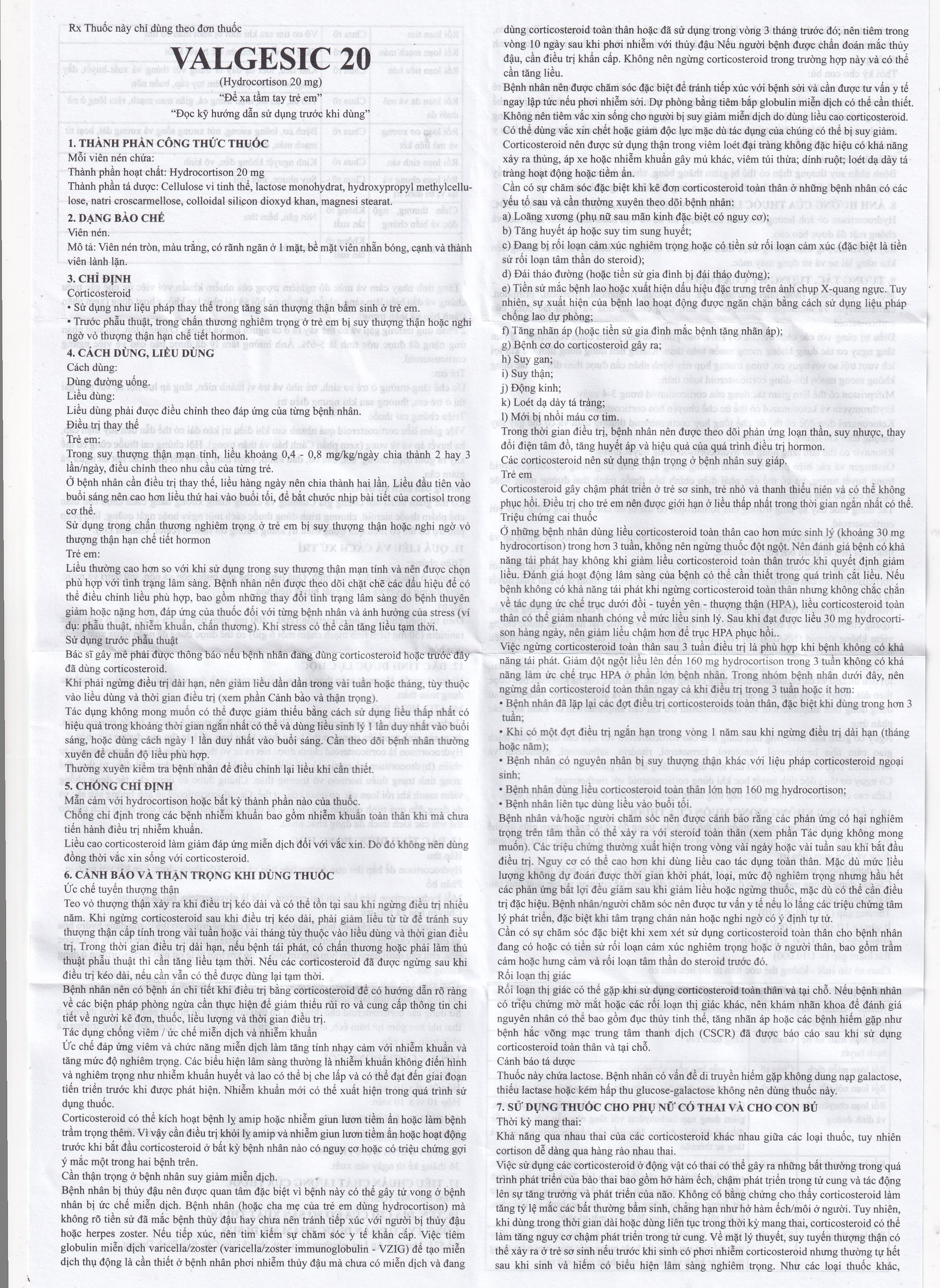 Hình ảnh Valgesic 20mg Medisun liệu pháp thay thế tăng sản lượng thận ở trẻ (6 vỉ x 10 viên)