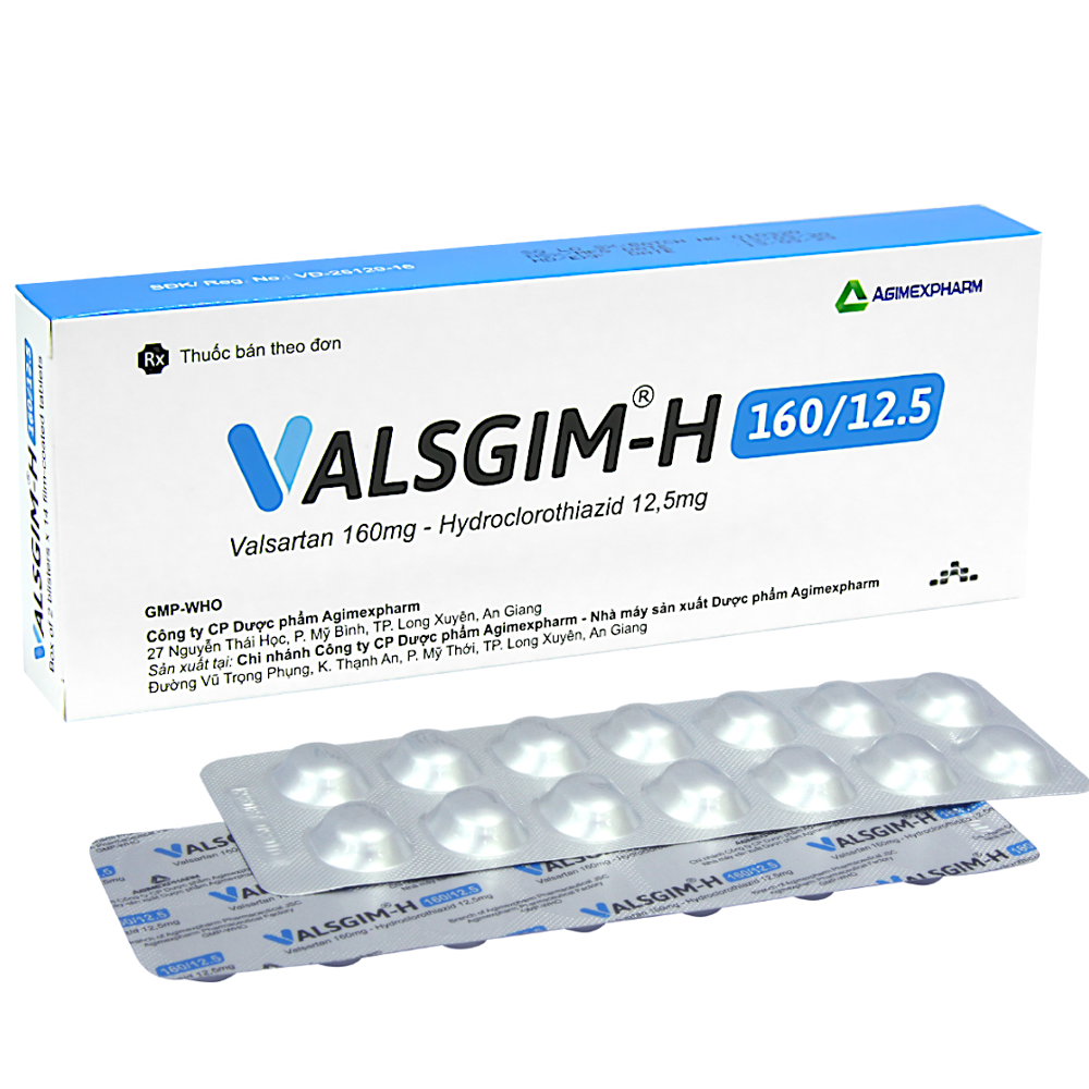 Hình ảnh Thuốc Valsgim® – H 160/12.5 Agimexpharm điều trị tăng huyết áp (2 vỉ x 14 viên)