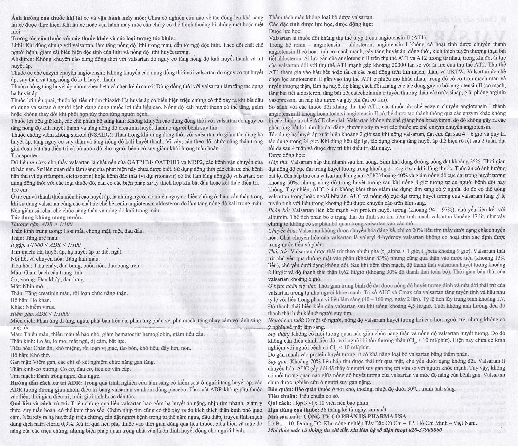 Hình ảnh Thuốc Valsartan-MV 80mg USP điều trị bệnh tăng huyết áp và suy tim (3 vỉ x 10 viên)