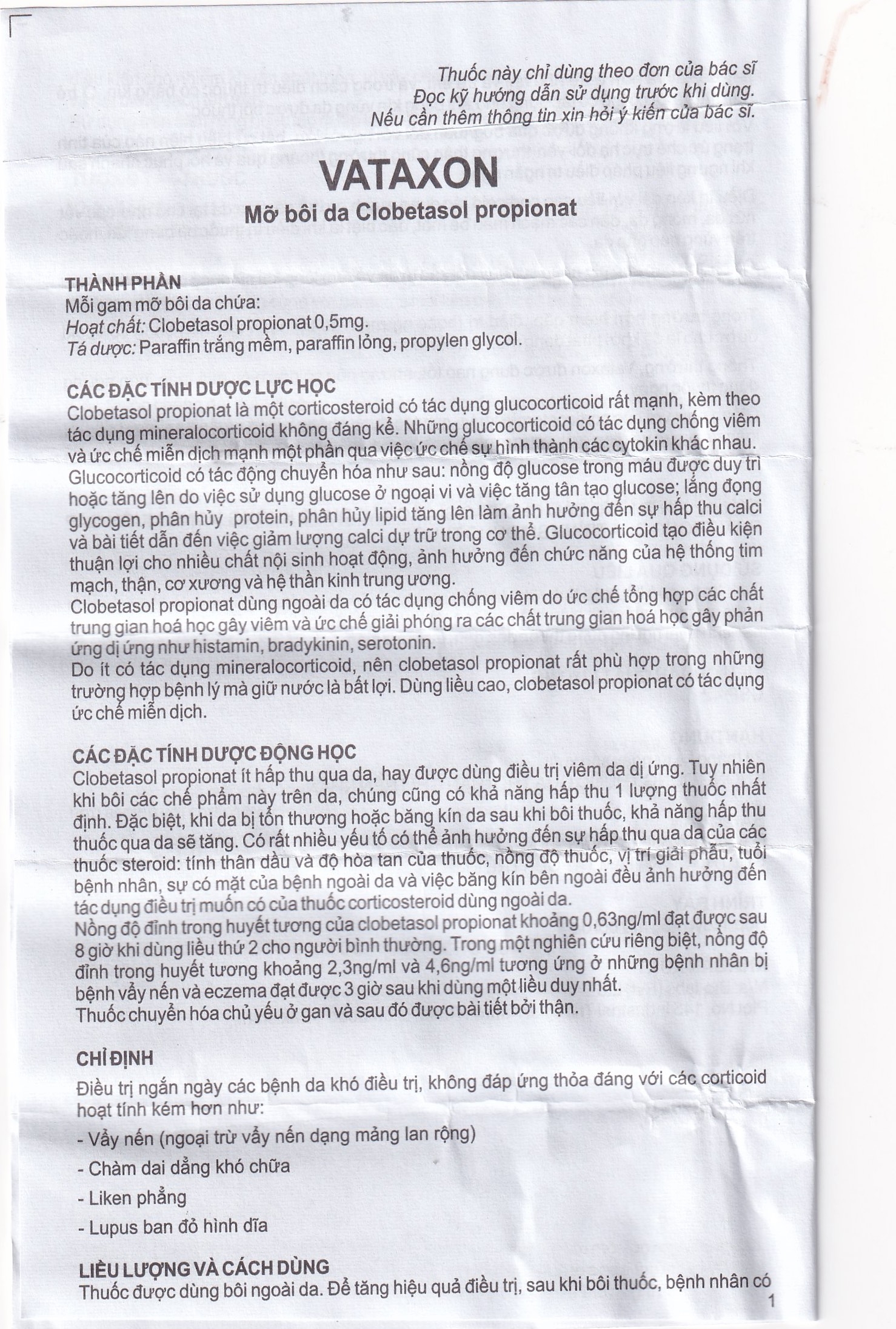 Hình ảnh Thuốc mỡ bôi da Vataxon 15g M/s Bio-Labs điều trị ngắn ngày các bệnh da