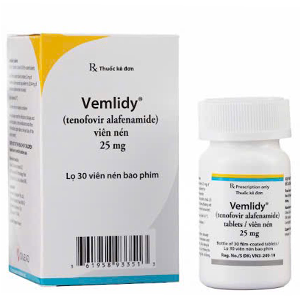 Hình ảnh Thuốc Vemlidy 25mg Gilead điều trị bệnh nhiễm virus, viêm gan siêu vi B (30 viên)