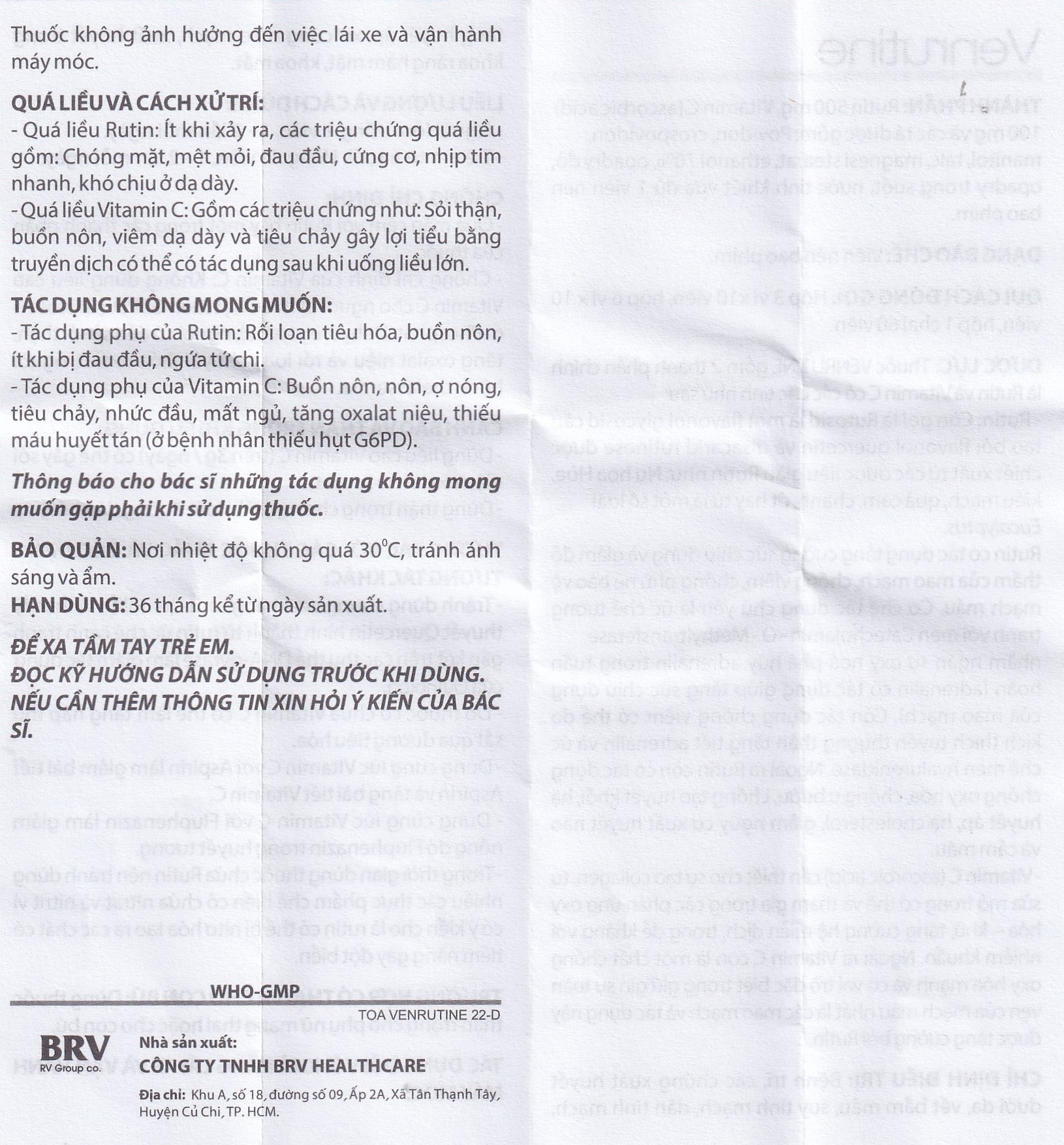 Hình ảnh Thuốc Venrutine 500mg/100mg BRV điều trị bệnh trĩ, các chứng xuất huyết dưới da (3 vỉ x 10 viên)
