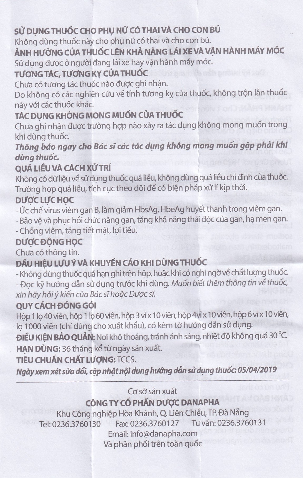 Hình ảnh Thuốc VG-5 Danapha điều trị hạ men gan, viêm gan (40 viên) 