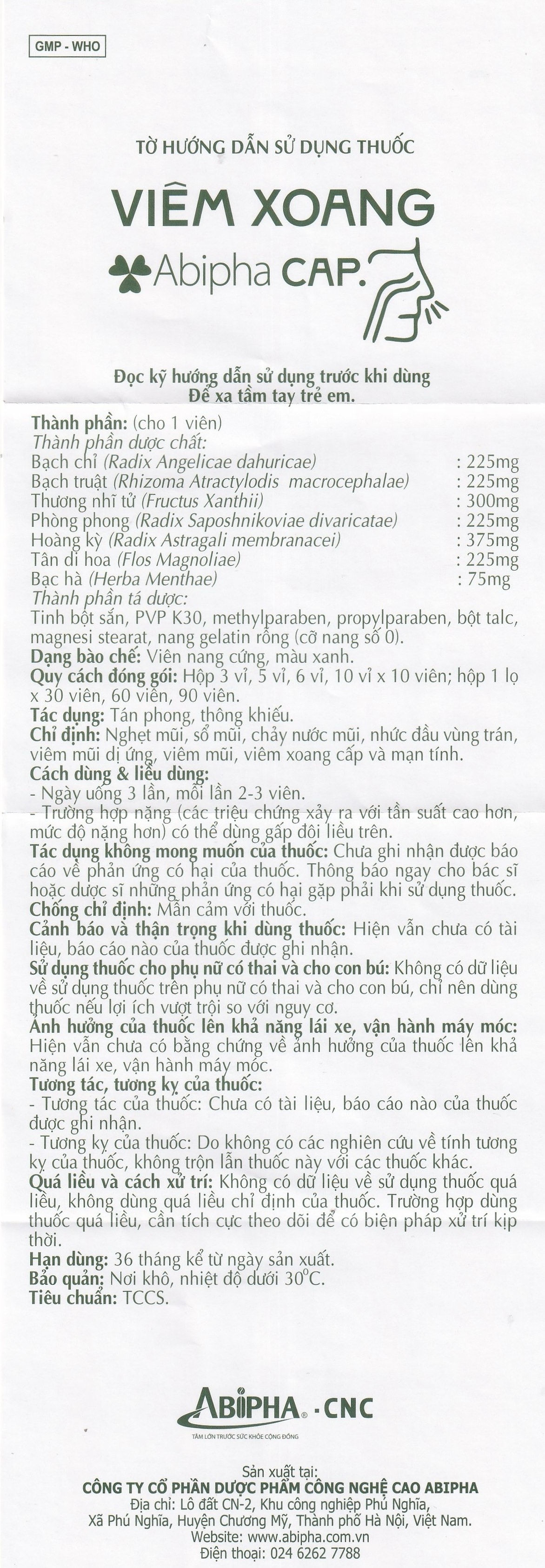 Hình ảnh Thuốc viêm xoang Abipha Cap điều trị viêm xoang, nghẹt mũi, sổ mũi, viêm mũi dị ứng (3 vỉ x 10 viên)