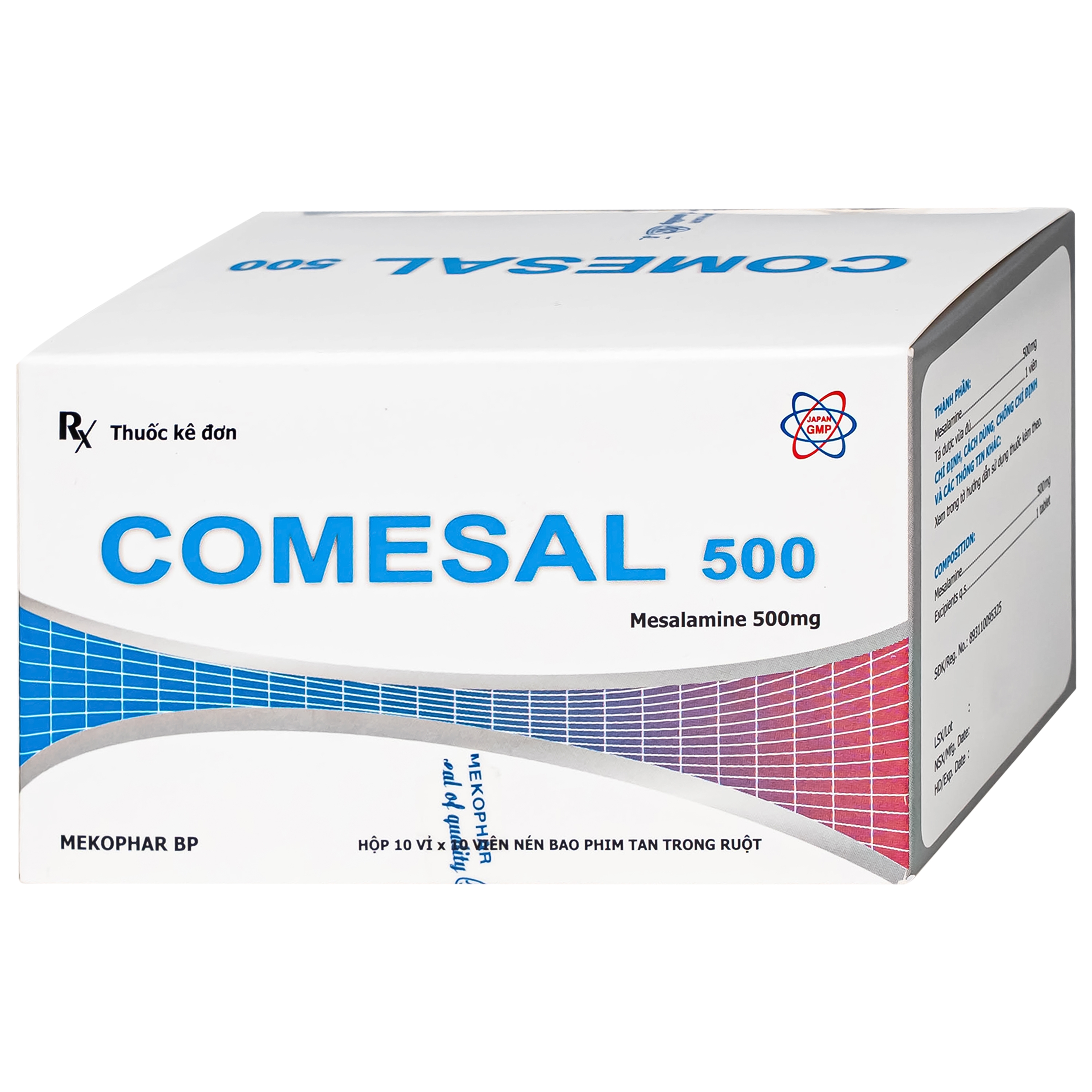 Hình ảnh Viên nén Comesal 500mg Mekophar điều trị cấp tính và duy trì sự thuyên giảm bệnh viêm loét đại tràng (10 vỉ x 10 viên)