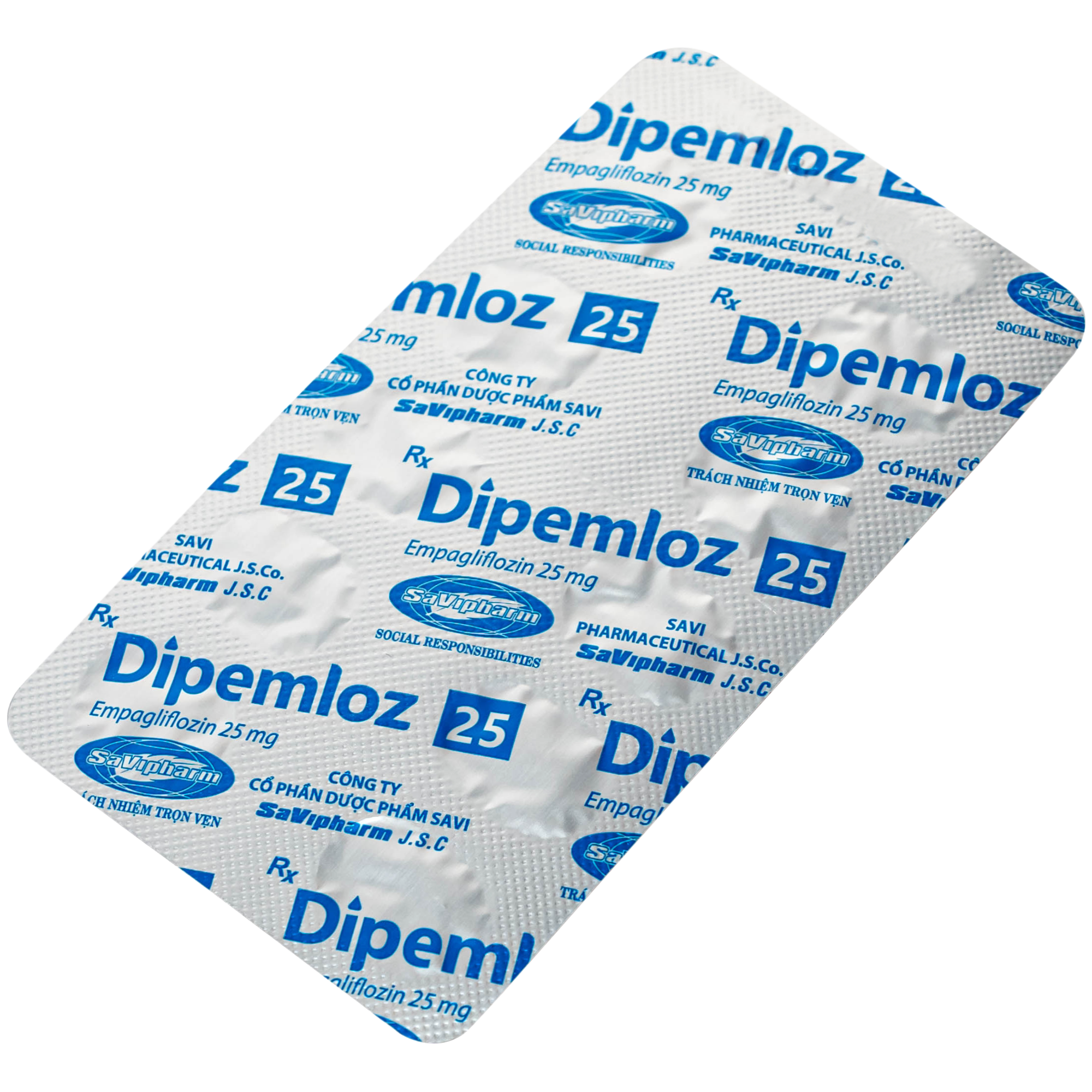 Hình ảnh Viên nén Dipemloz 25mg Savipharm điều trị đái tháo đường típ 2 (3 vỉ x 10 viên)