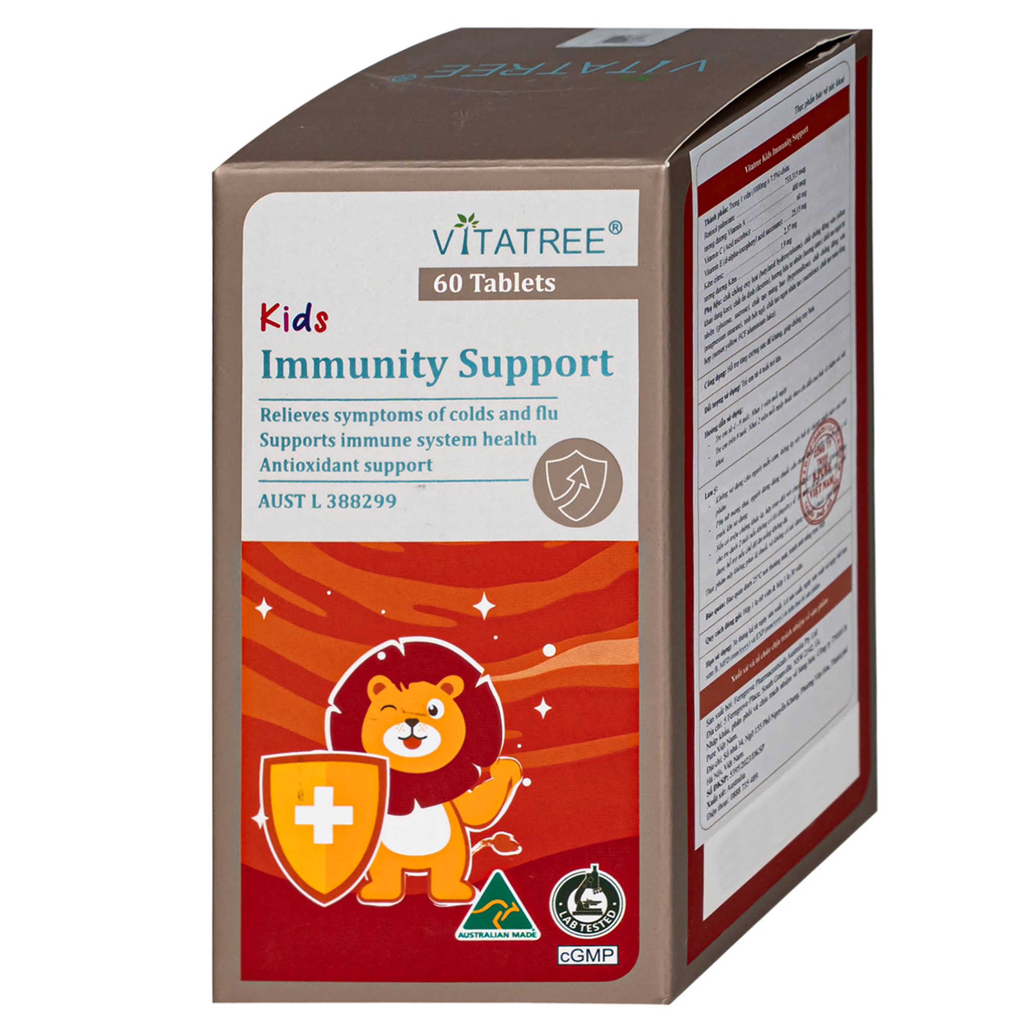 Hình ảnh Viên nhai hỗ trợ tăng cường sức đề kháng cho trẻ Vitatree Kids Immunity Support (Hộp 60 viên)