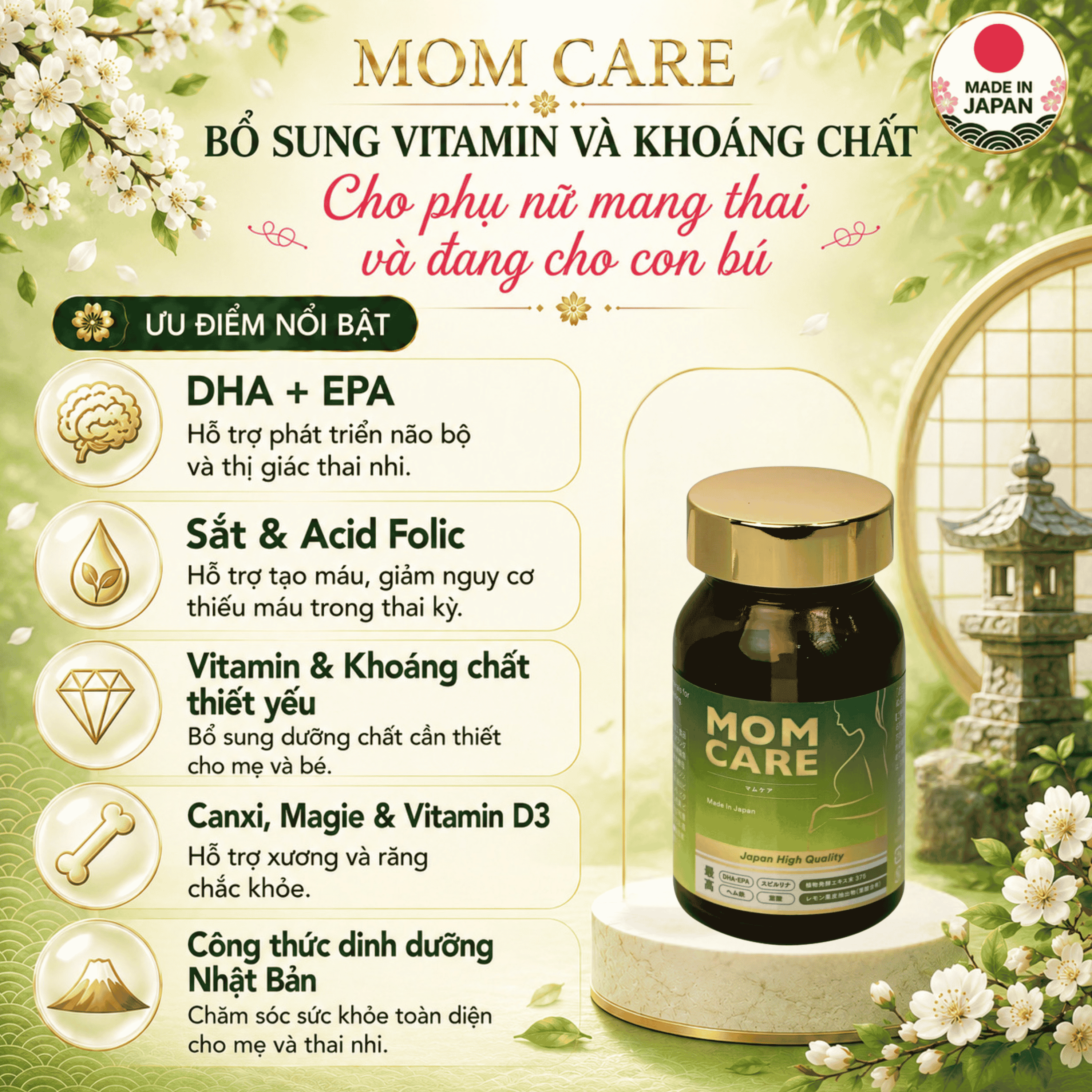 Hình ảnh Viên uống bổ sung vitamin và khoáng chất cho phụ nữ mang thai và sau sinh Mom Care Kenko (60 viên)