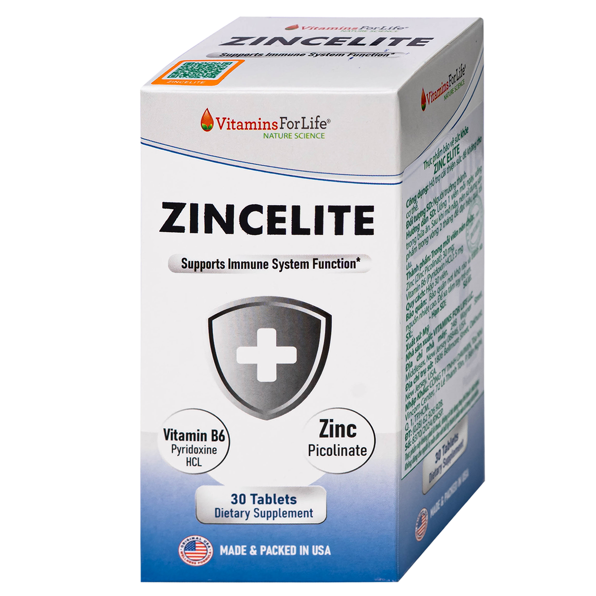 Hình ảnh Viên uống hỗ trợ cải thiện sức đề kháng cho cơ thể ZINCELITE Vitamins For Life (Hộp 30 viên)